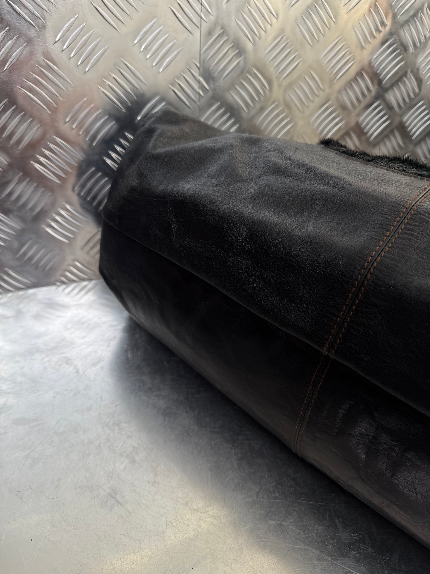 Vintage Furla Leather Bag with Pony Hair Detail Twinkling Global