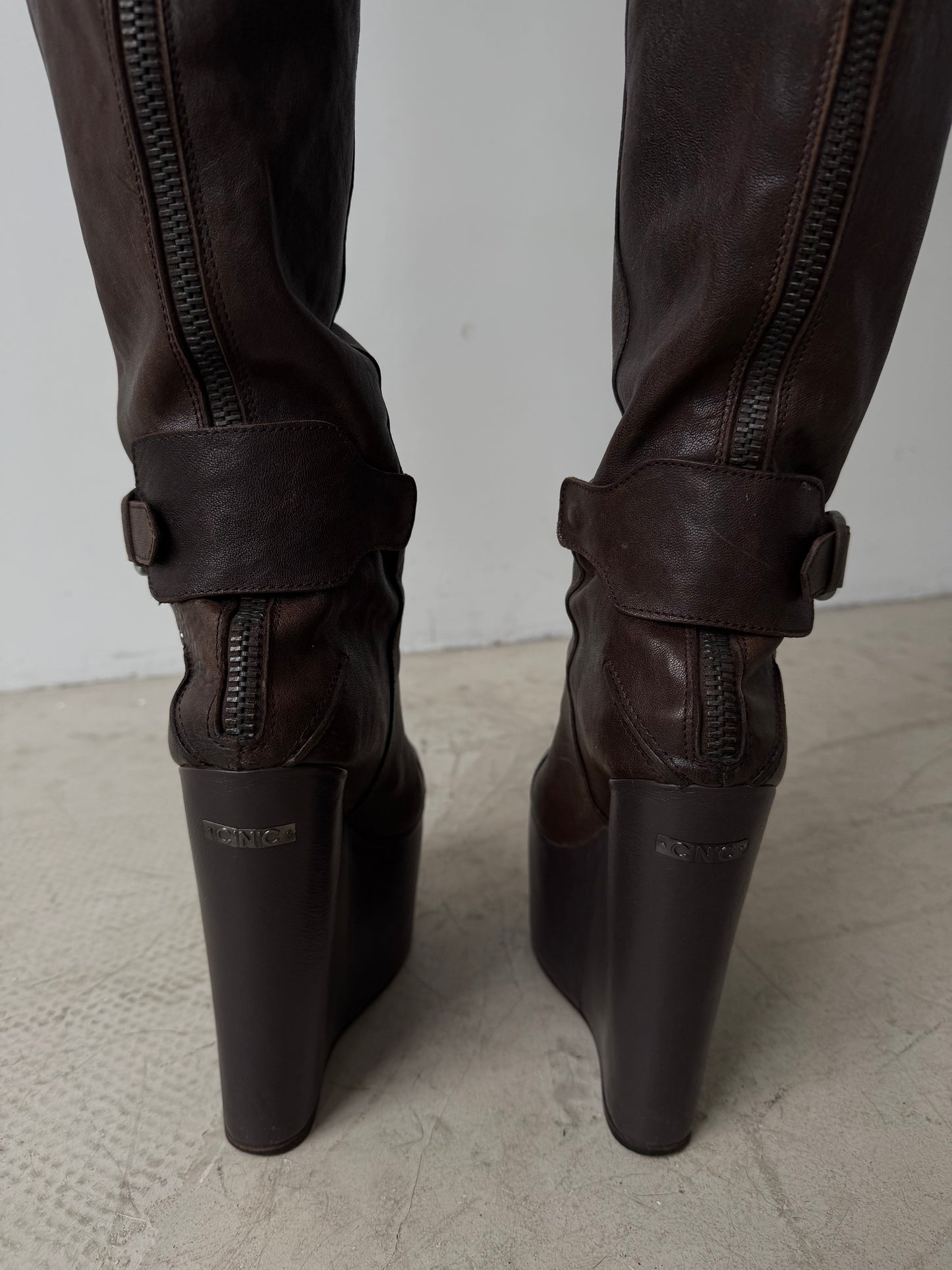 Vintage leather wedge over-the-knee boots CNC Made in Italy – TWINKLING GLOBAL