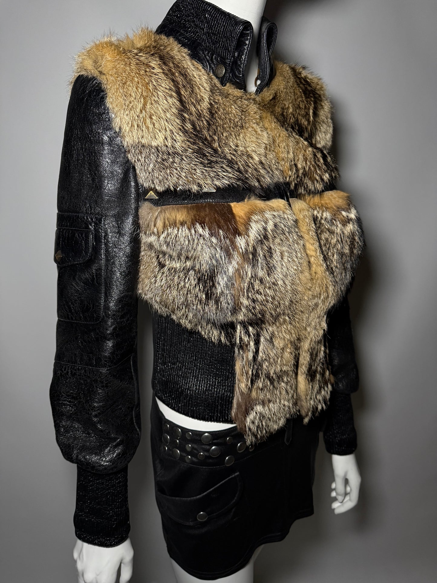 Vintage leather jacket with genuine fur Twinkling Global