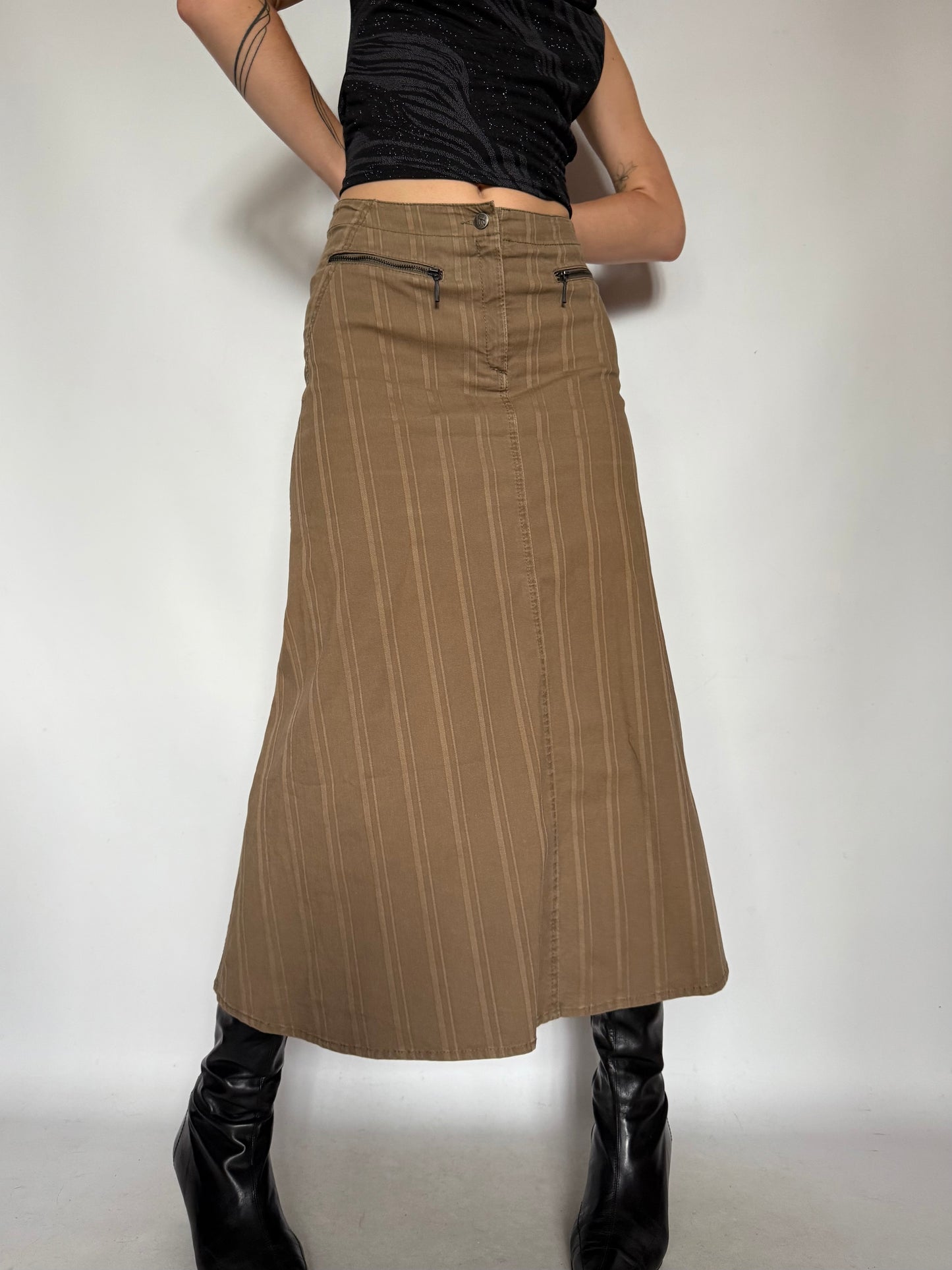 Vintage Brown Striped Maxi Skirt – Twinkling Global