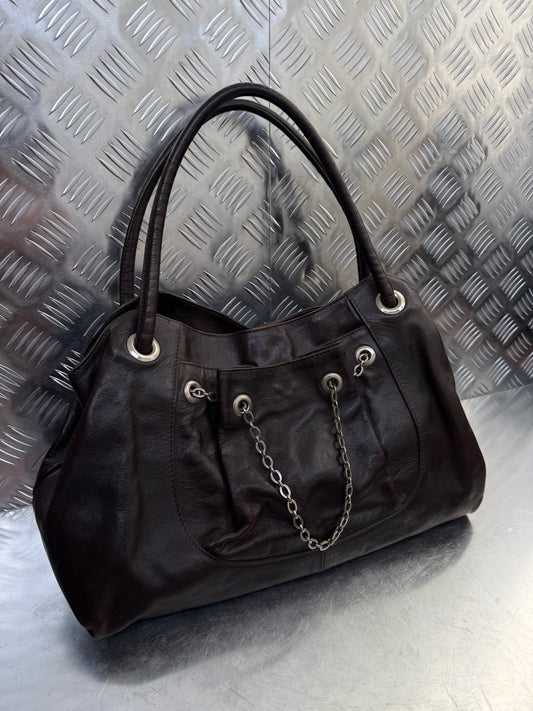 Vintage Furla Brown Leather Bag Twinkling Global