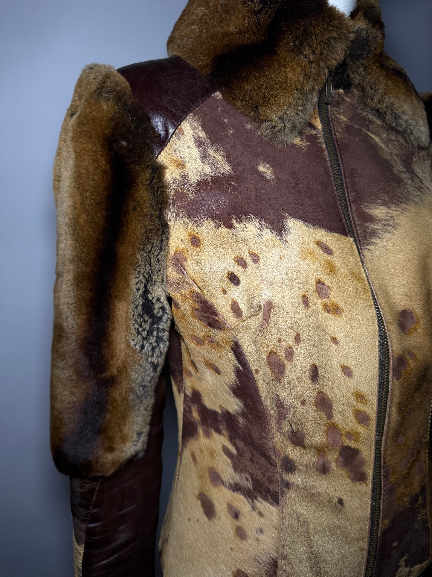 Vintage leather jacket with pony fur & chinchilla details – TWINKLING GLOBAL