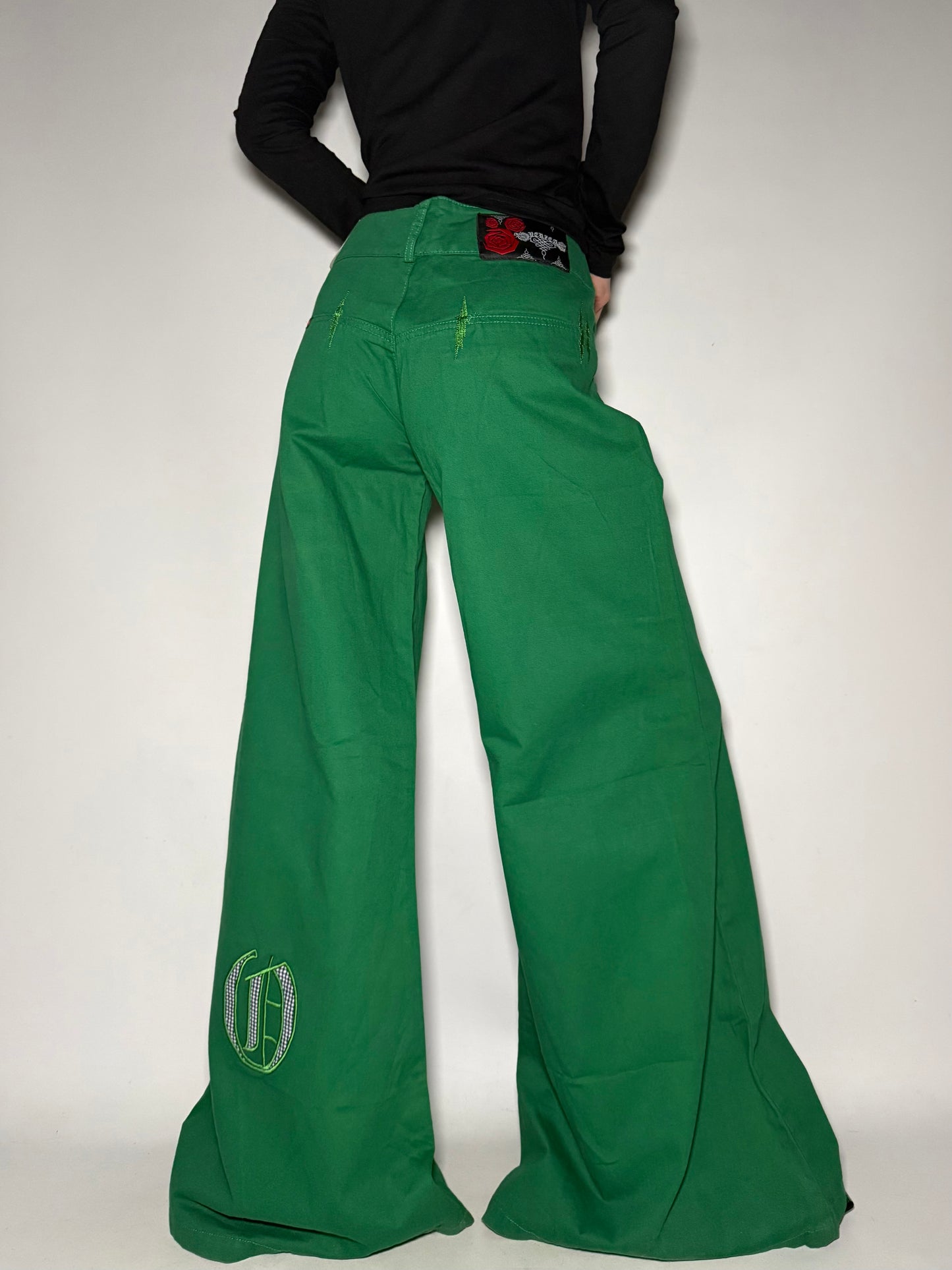 Green Wide-Leg Jeans Twinkling Global