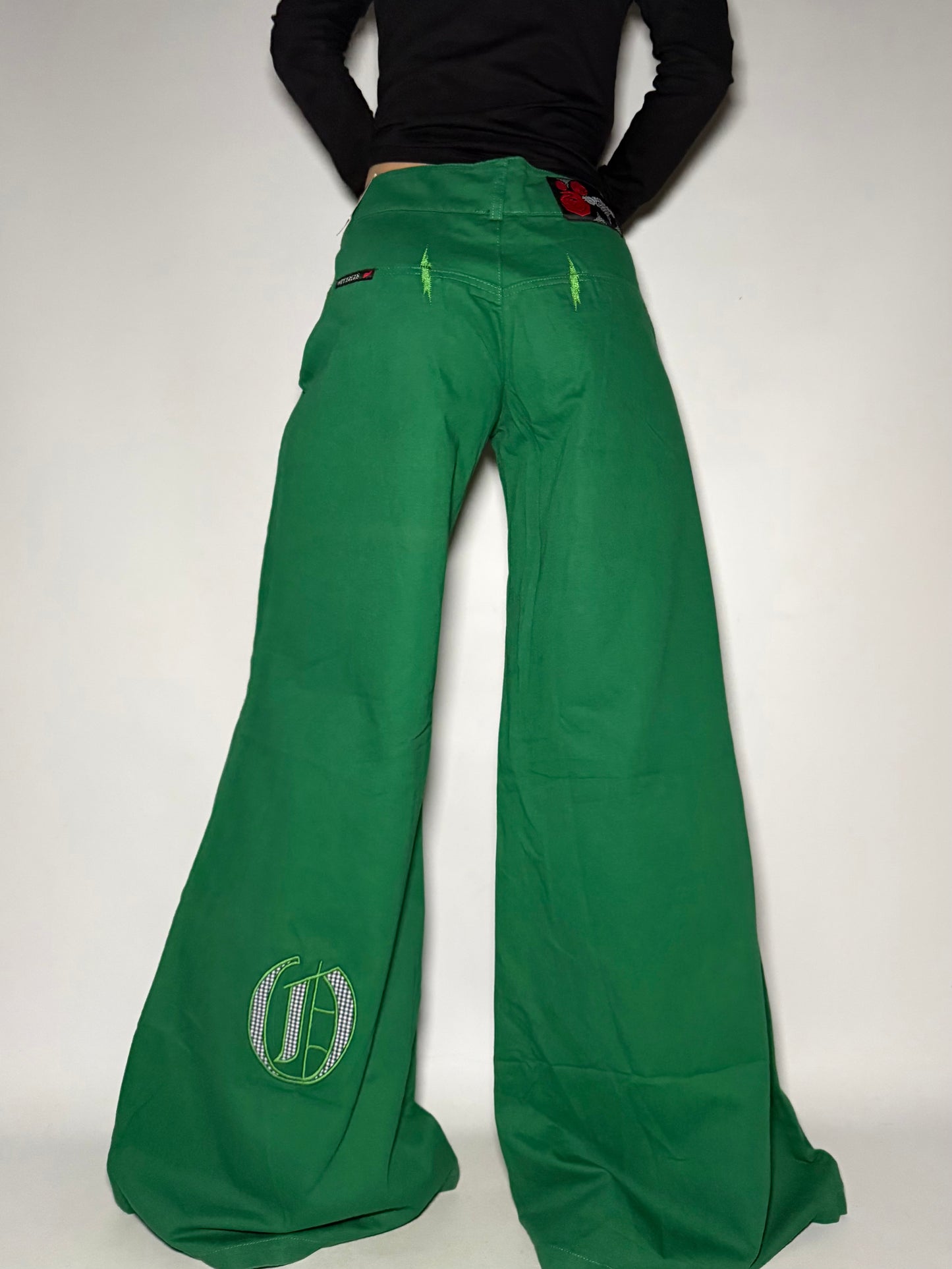 Green Wide-Leg Jeans Twinkling Global
