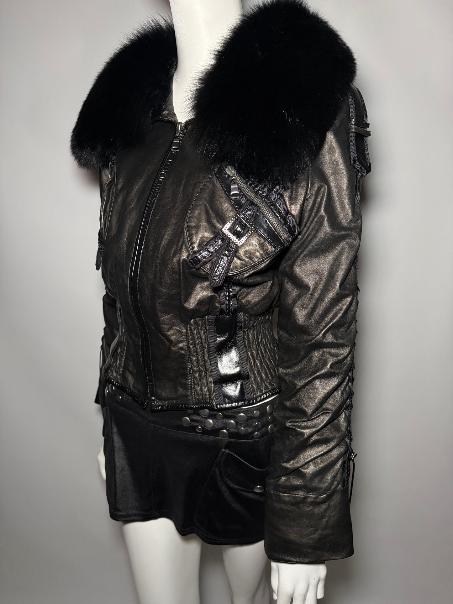 VINTAGE LEATHER JACKET WITH REAL FUR — TWINKLING GLOBAL