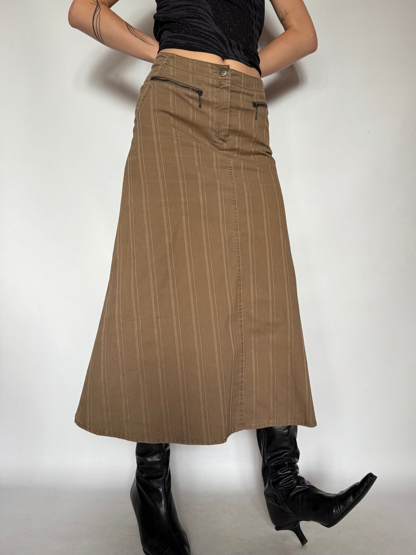 Vintage Brown Striped Maxi Skirt – Twinkling Global