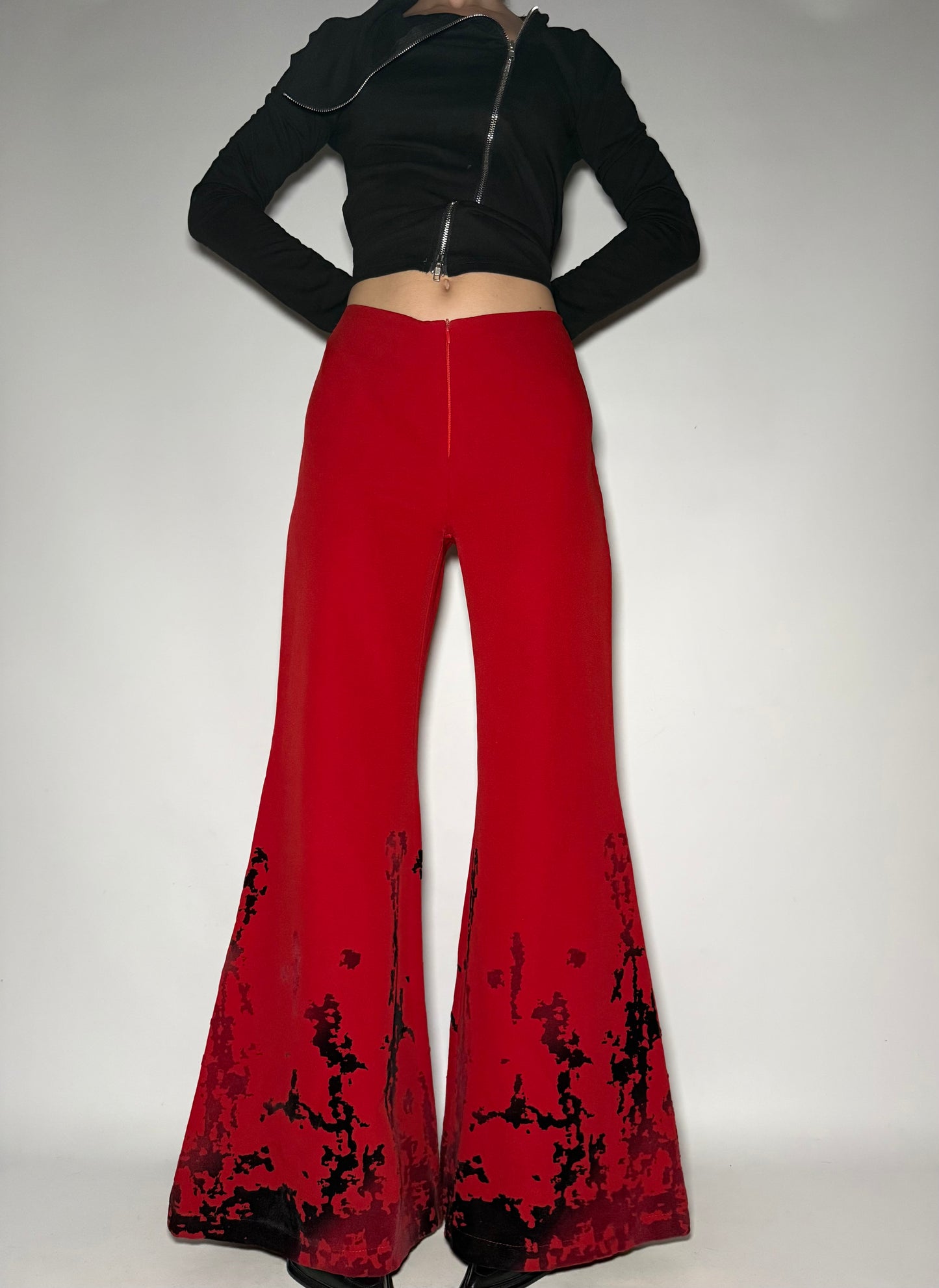 Red Flare Pants with Black Detail Twinkling Global