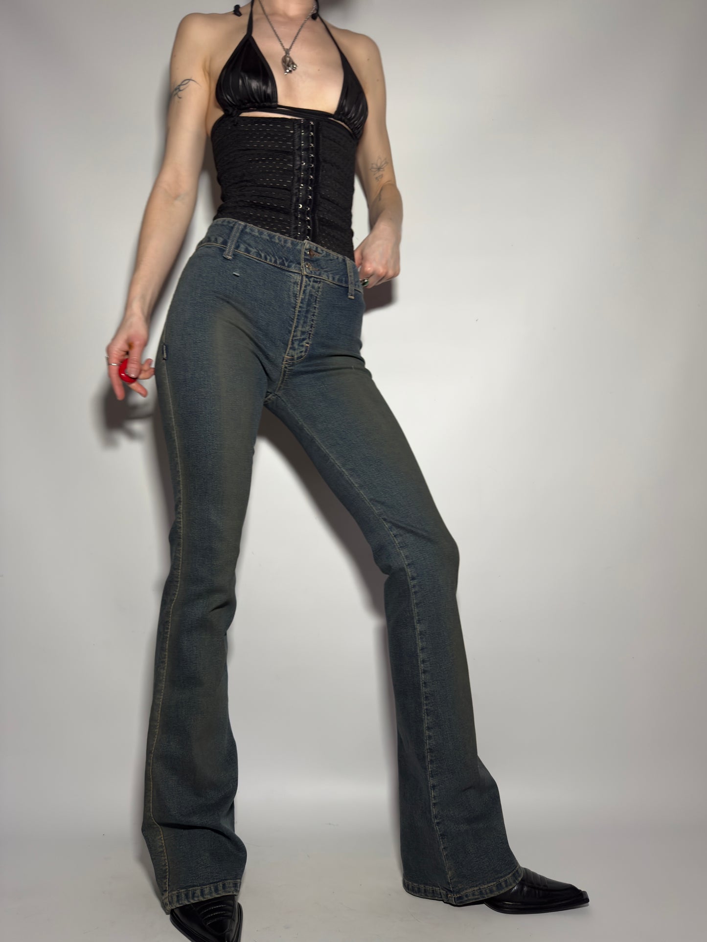 Vintage Brownish Flared Jeans - TWINKLING GLOBAL