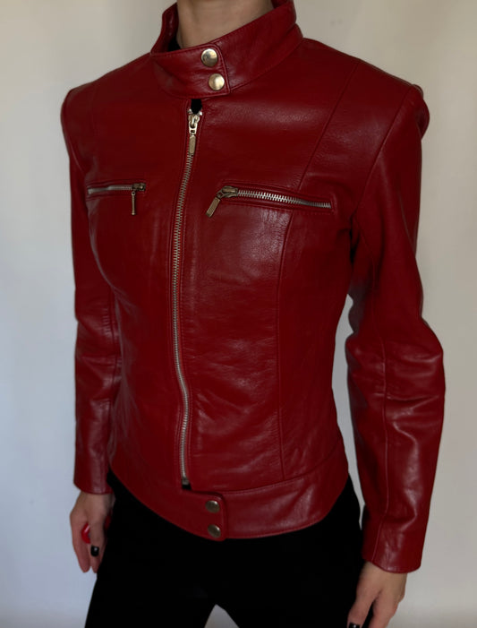 Vintage Red Leather Jacket Twinkling Global