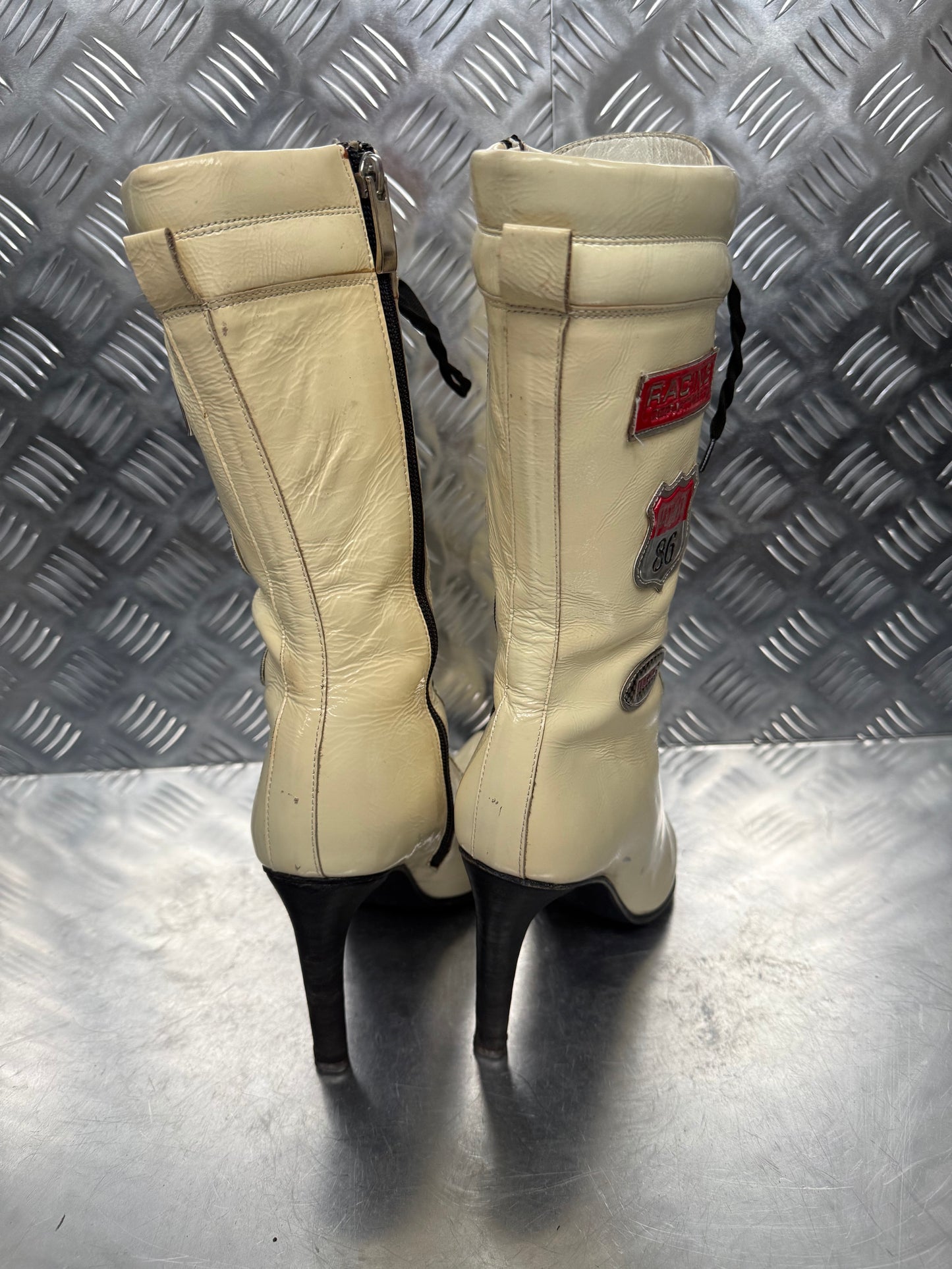 Italian racing lace-up leather boots TWINKLING GLOBAL