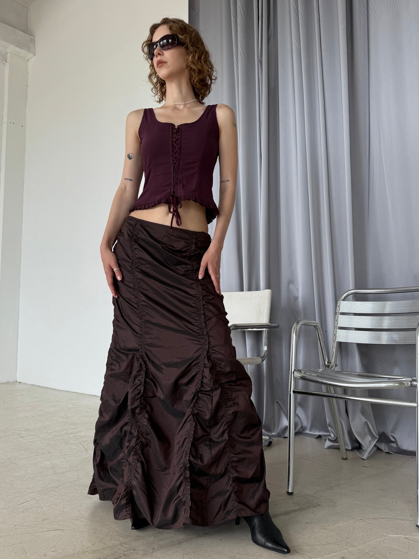 Vintage Ruched Maxi Skirt – Twinkling Global