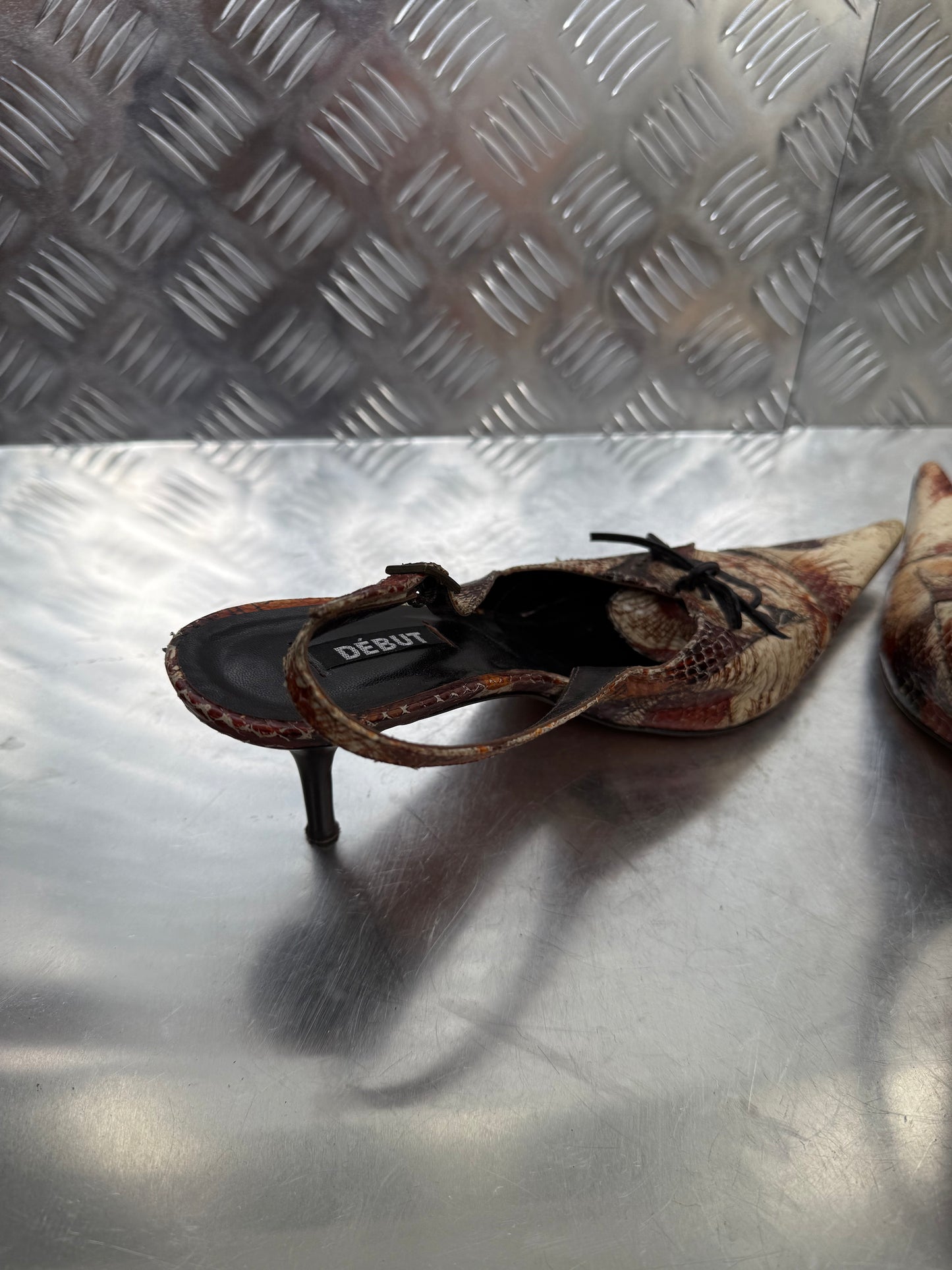 Vintage Italian printed leather slingback mules Twinkling Global