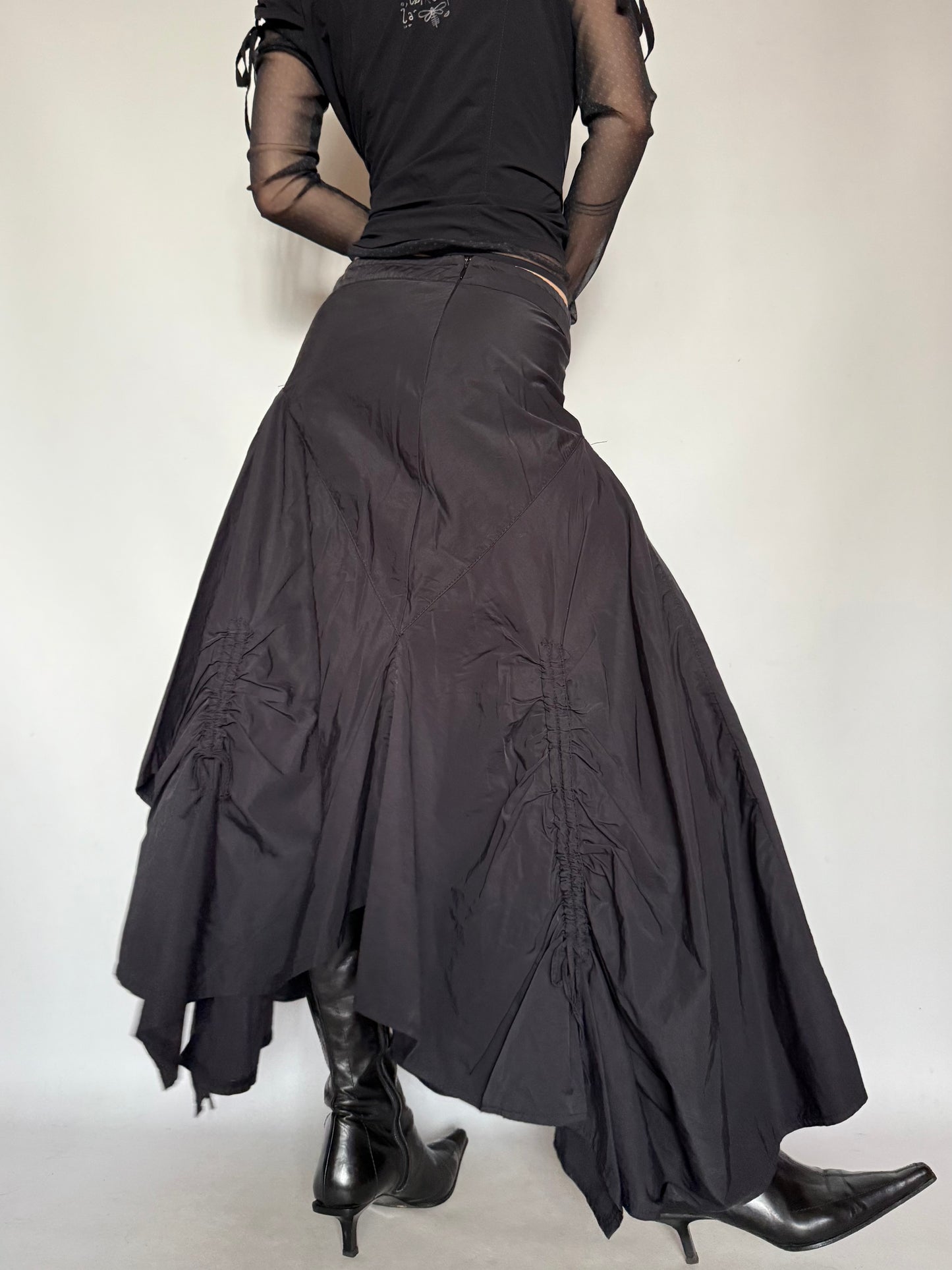 Vintage Gothic Asymmetrical Ruched Maxi Skirt – Twinkling Global