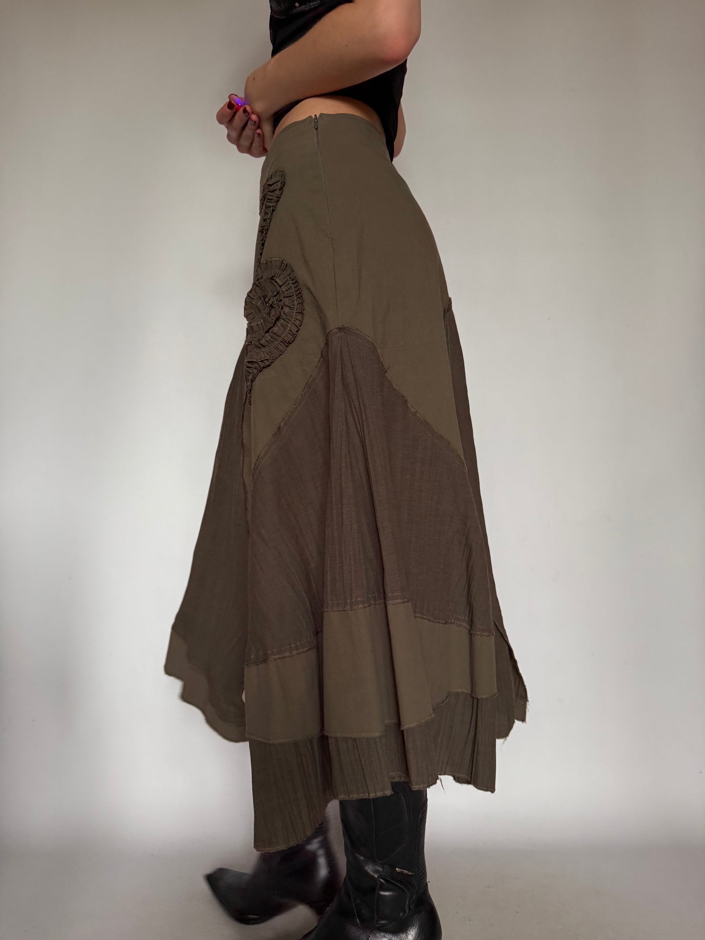 Olive vintage asymmetric skirt Twinkling