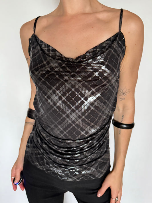Vintage Plaid Cowl Neck Camisole Top – Twinkling Global