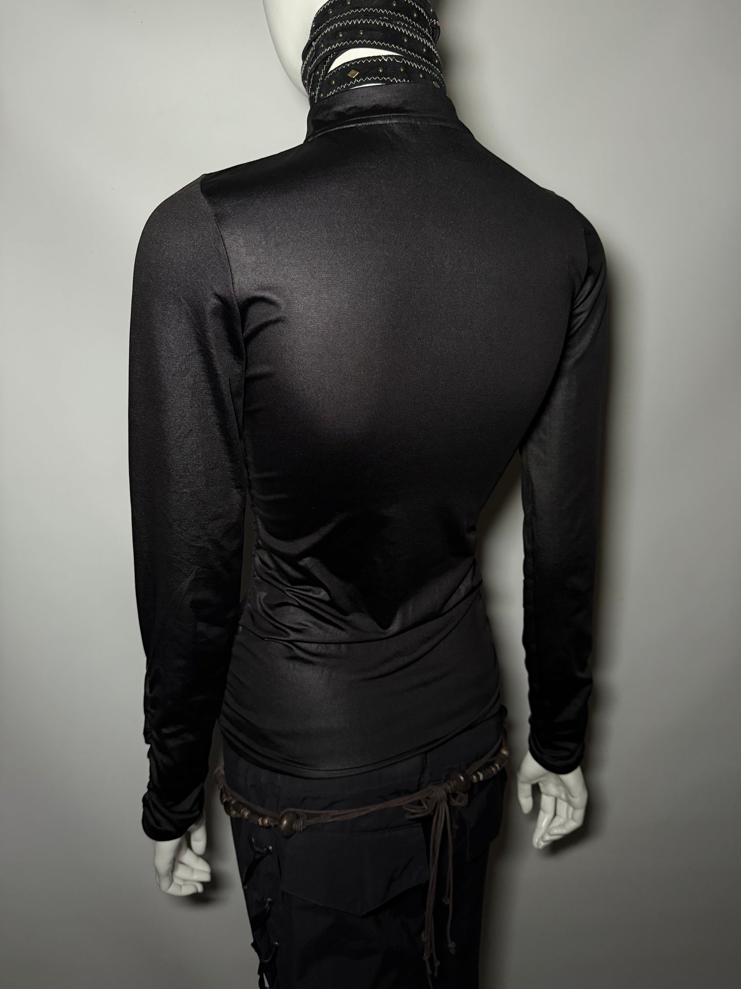 Vintage Fitted Zip-Up Draped Top - TWINKLING GLOBAL