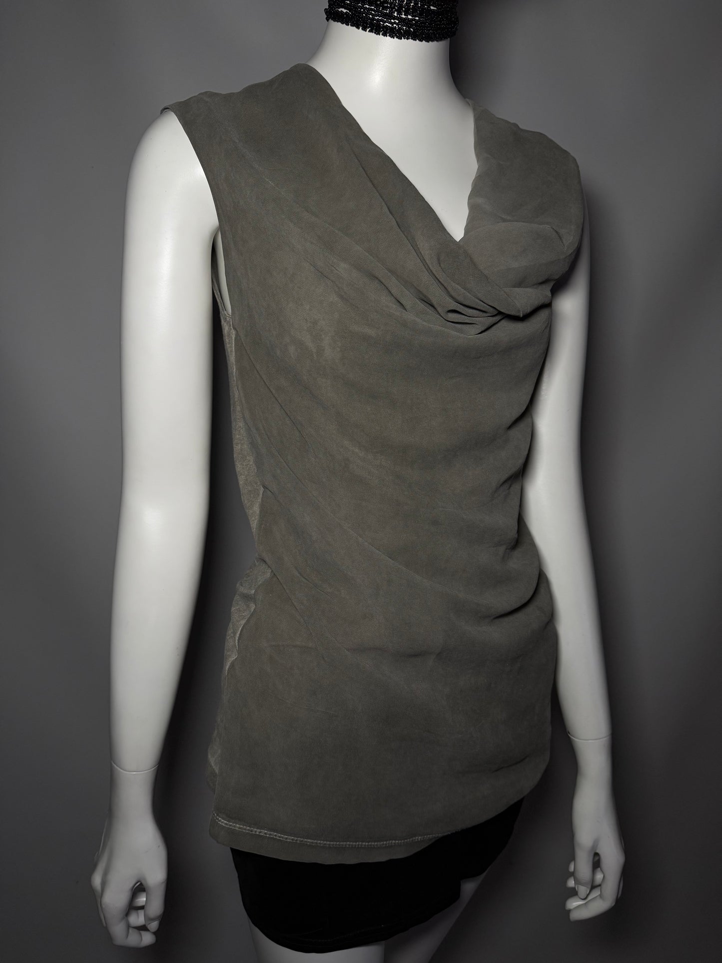 Y2K Olive Green Stretch Cowl Neck Top TWINKLING