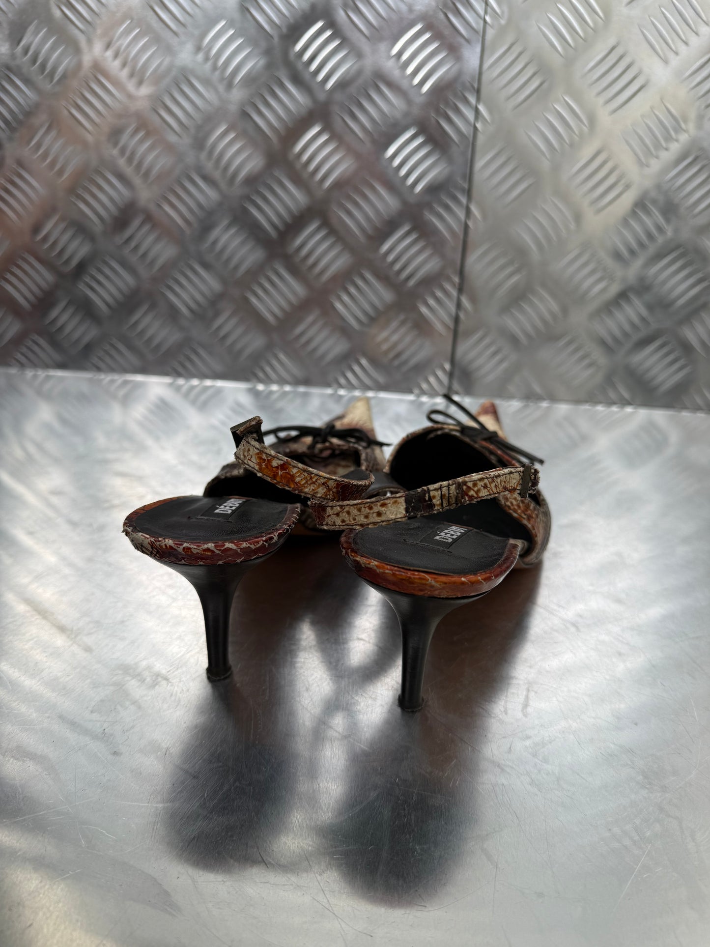 Vintage Italian printed leather slingback mules Twinkling Global