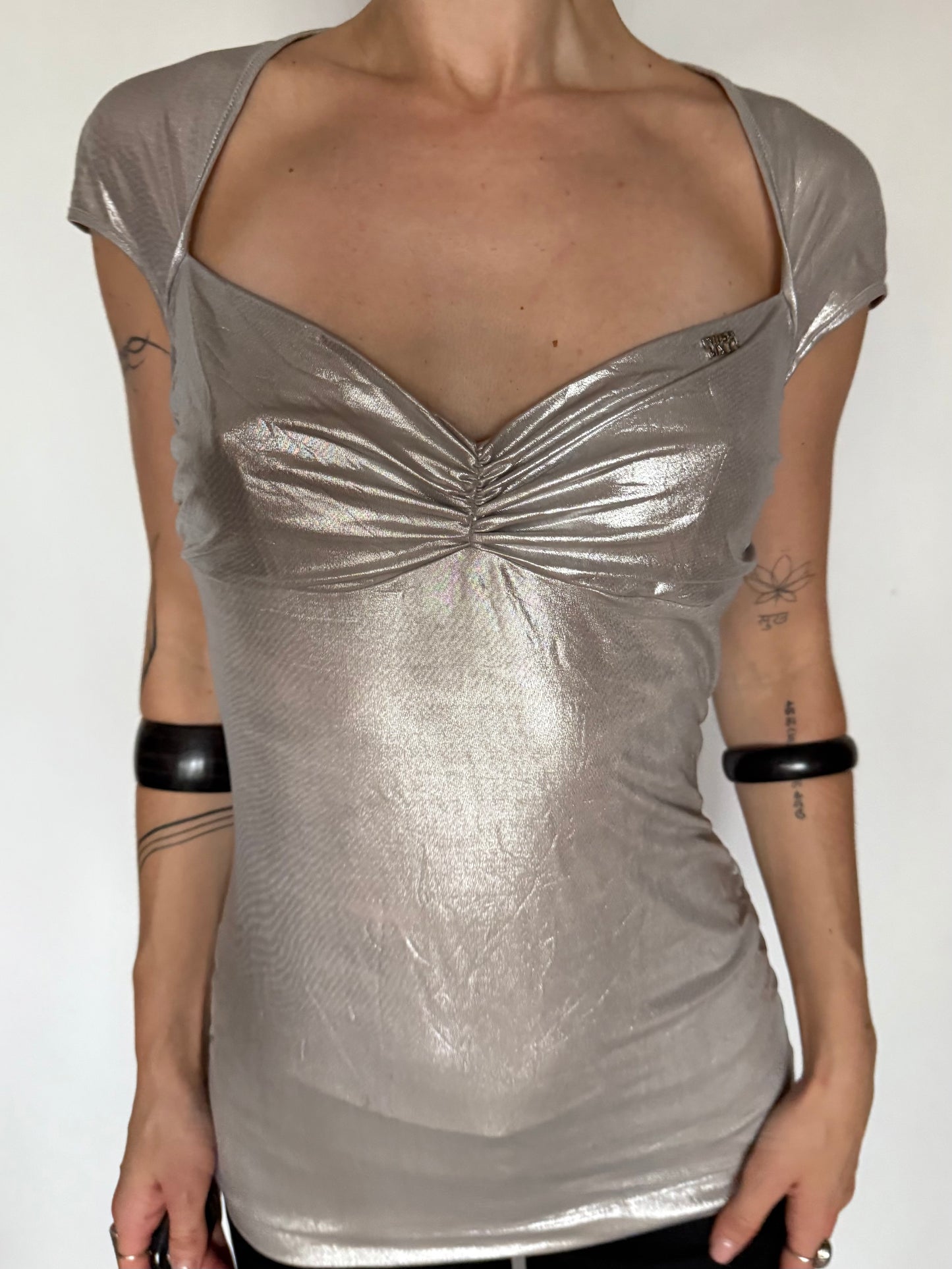 Vintage Metallic Miss Sixty Top with Open Back – Twinkling Global