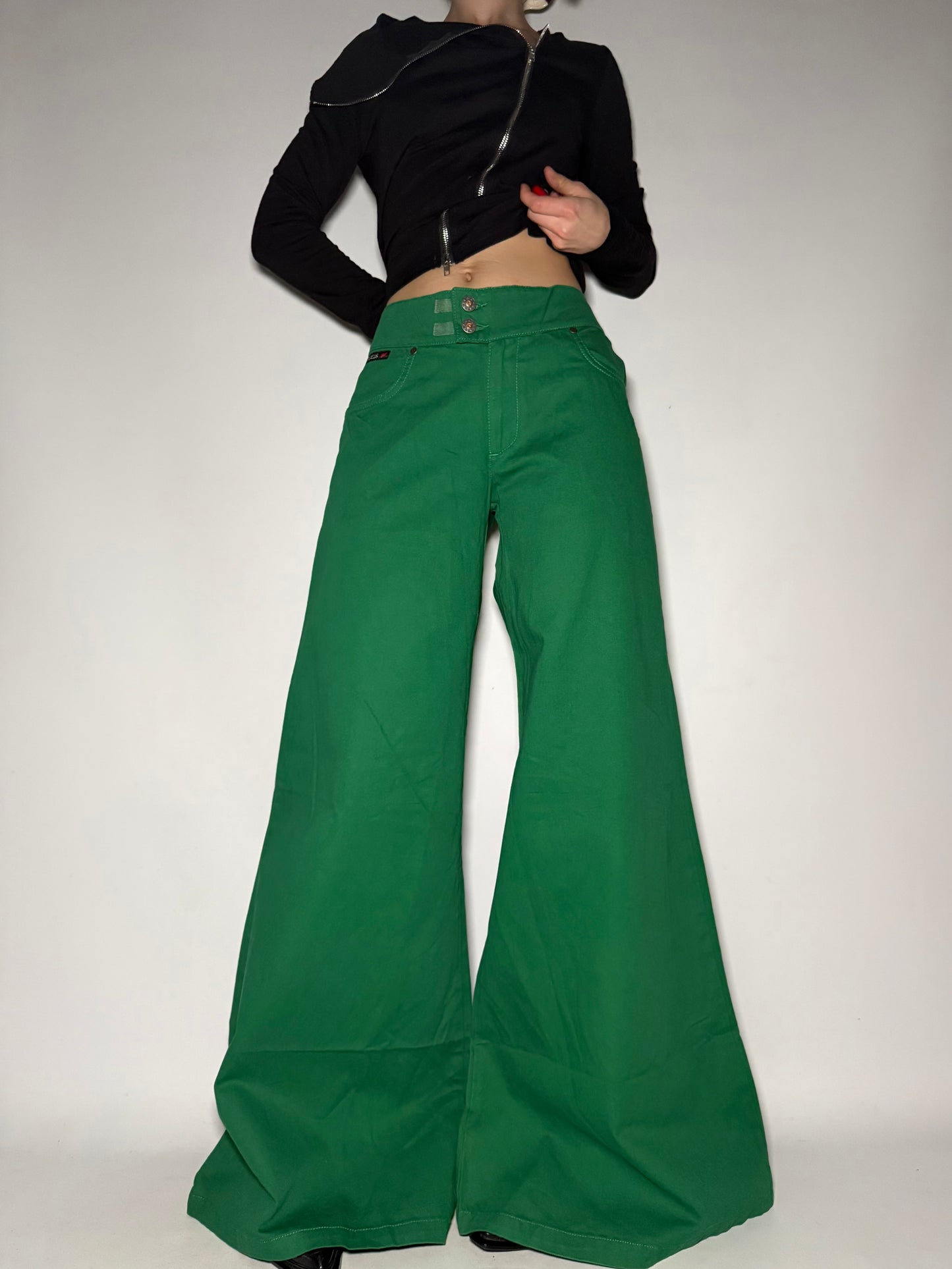Green Wide-Leg Jeans Twinkling Global