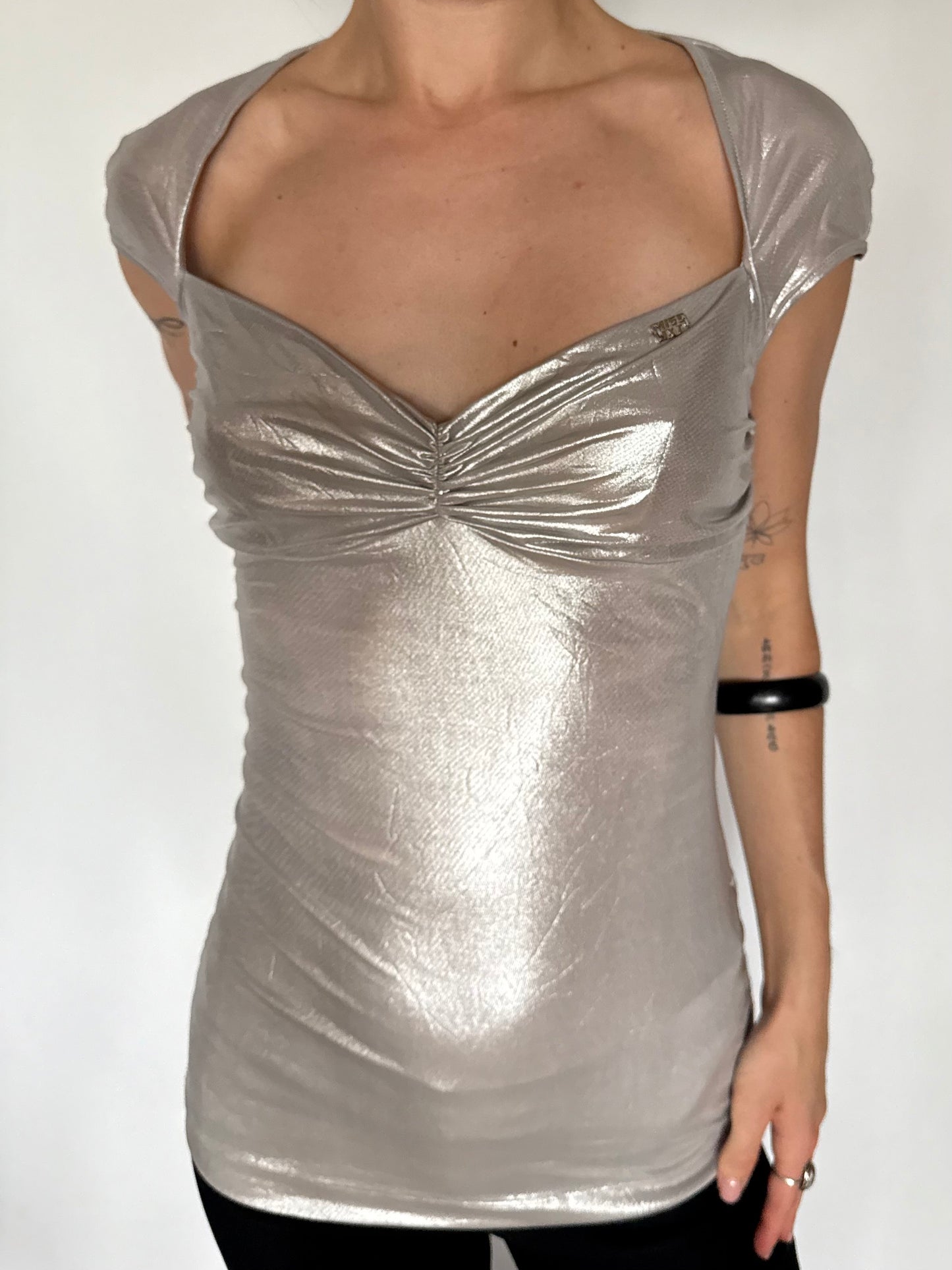 Vintage Metallic Miss Sixty Top with Open Back – Twinkling Global