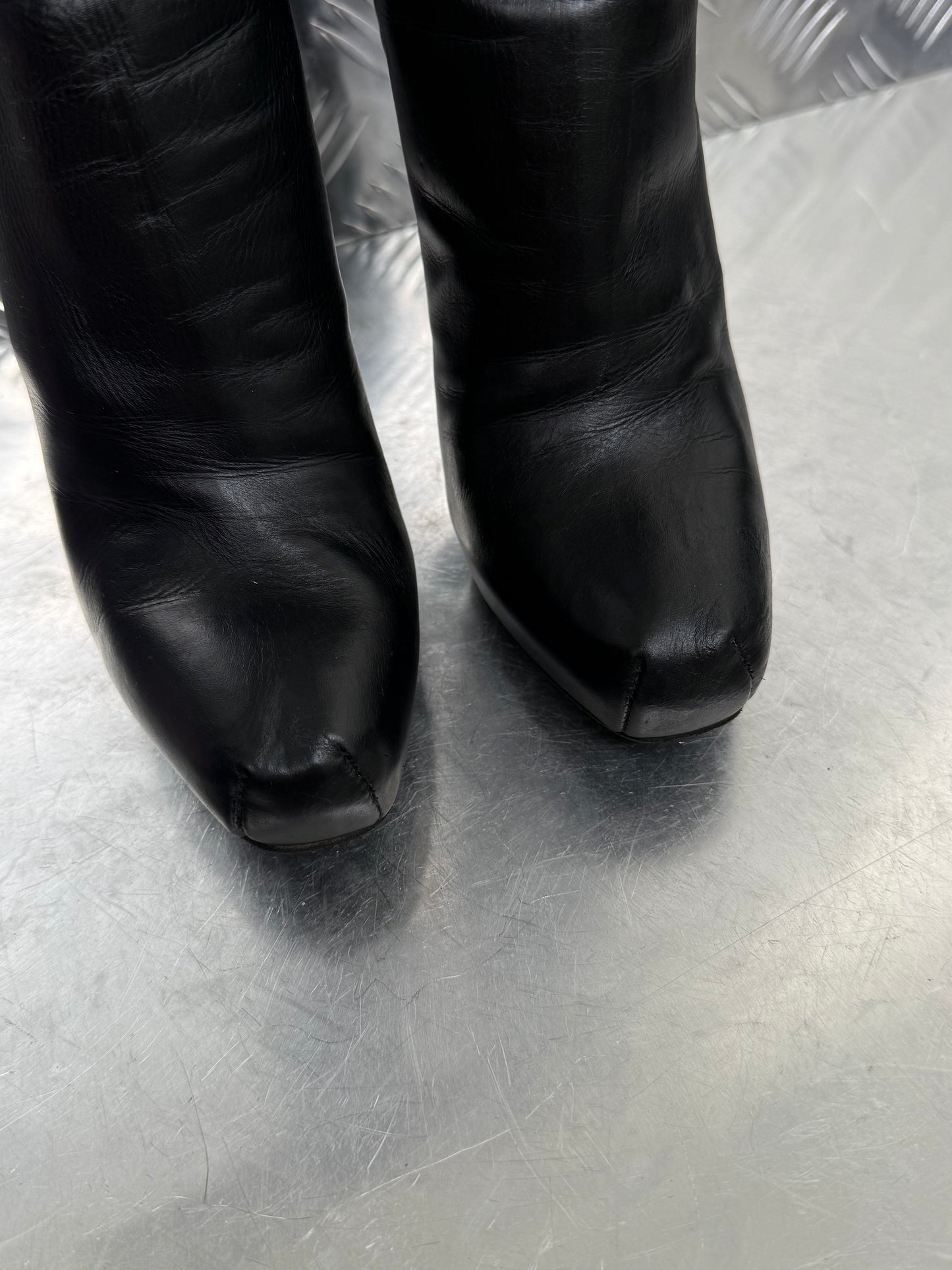 Le Silla Italian black leather platform stiletto boots Twinkling Global