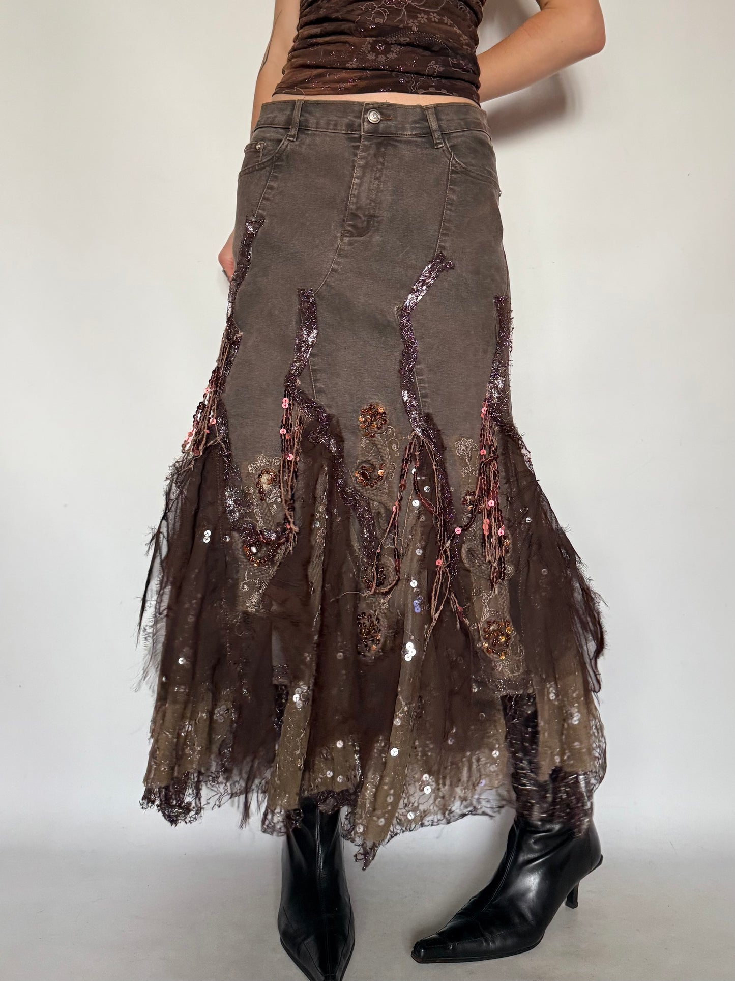 Vintage Boho Embellished Maxi Skirt – Twinkling Global