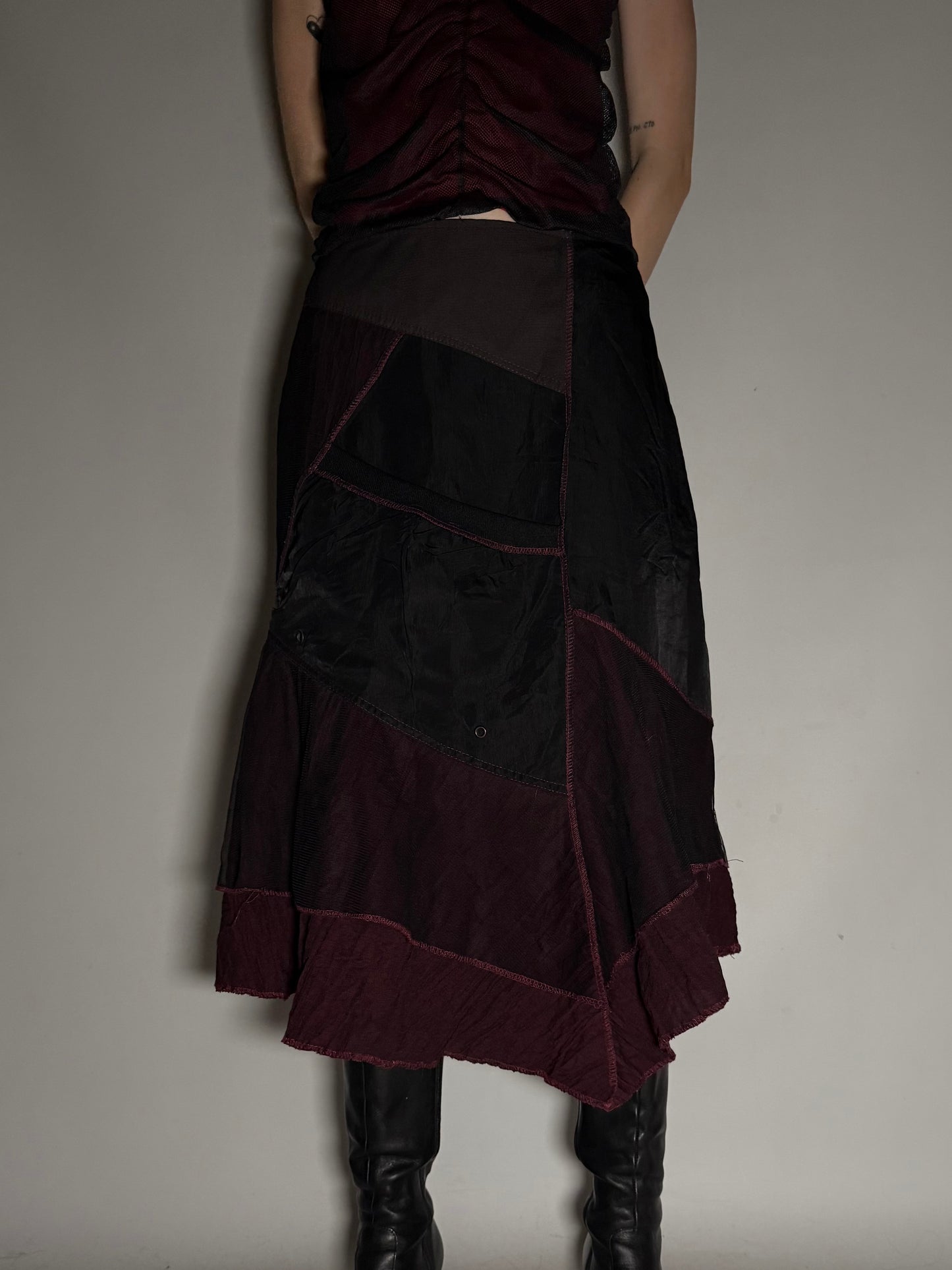 Avant-Garde Patchwork Midi Skirt Twinkling
