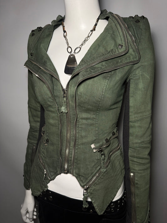 Vintage fitted denim jacket with structured shoulders Twinkling Global