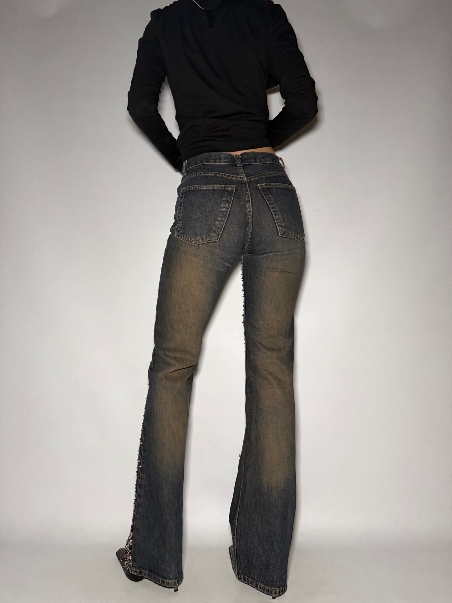 Rust Beaded Straight-Leg Jeans Twinkling Global