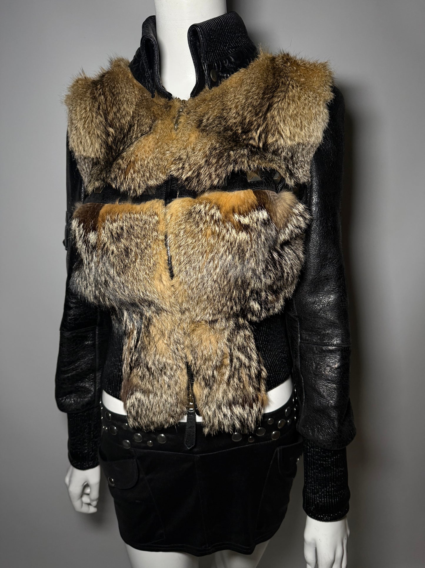 Vintage leather jacket with genuine fur Twinkling Global