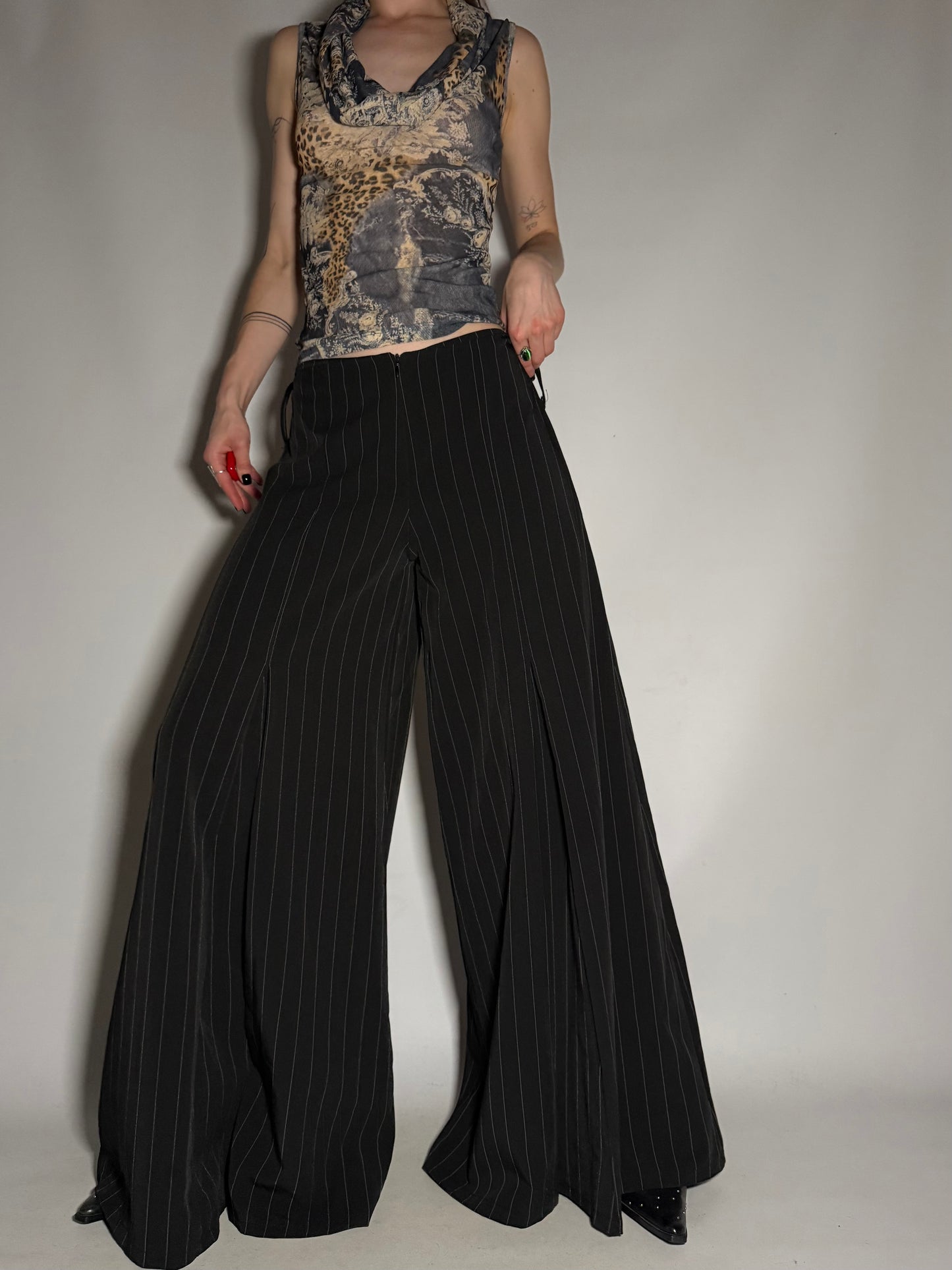 Y2K Wide-Leg Pinstripe Palazzo Pants TWINKLING