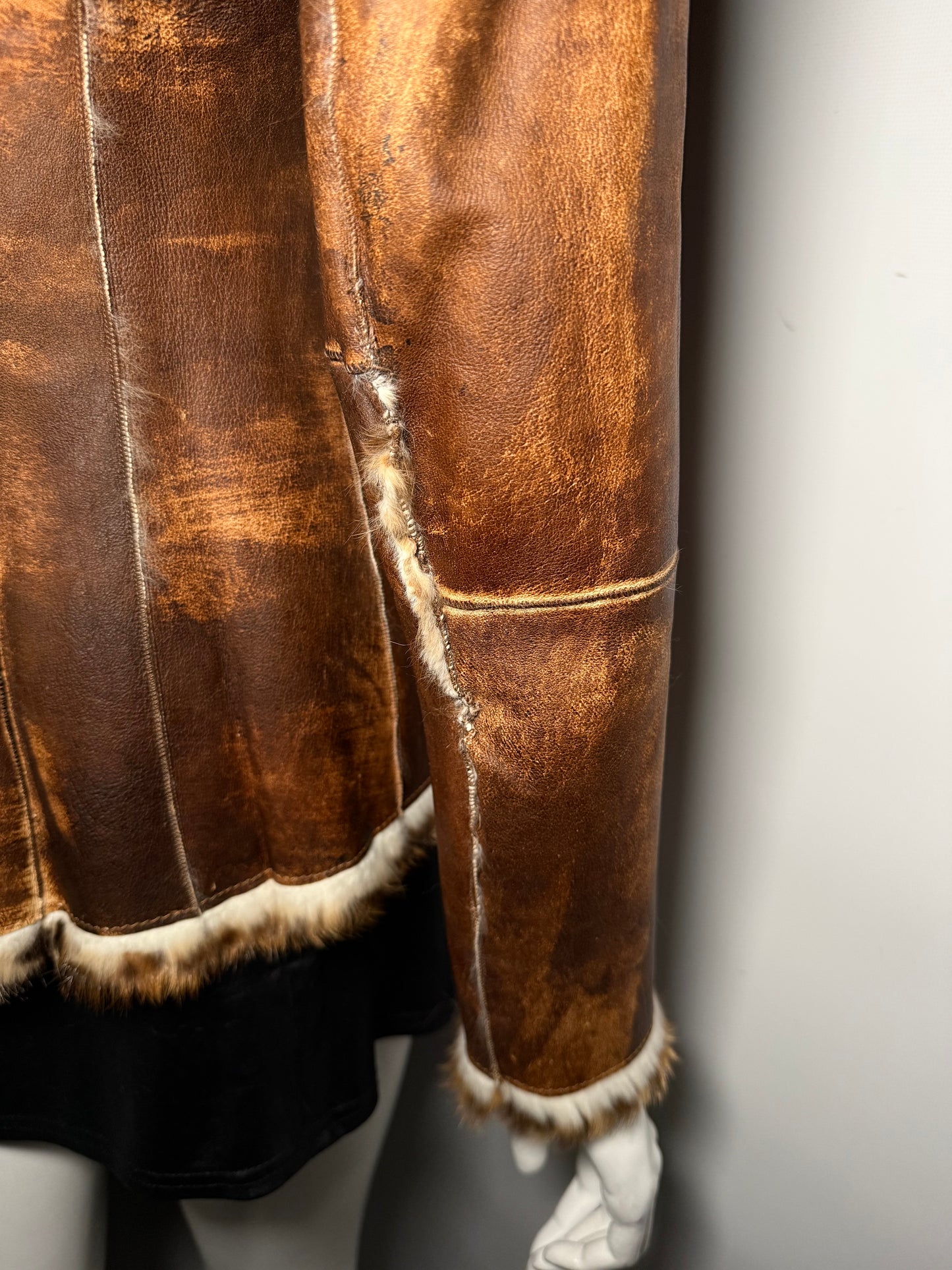 Vintage Italian leather jacket with natural fur Twinkling Global