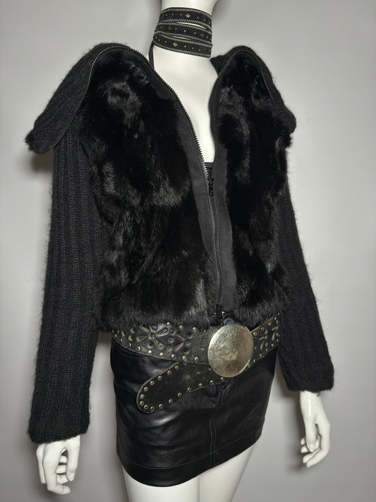 Vintage jacket with natural fur details  - TWINKLING GLOBAL