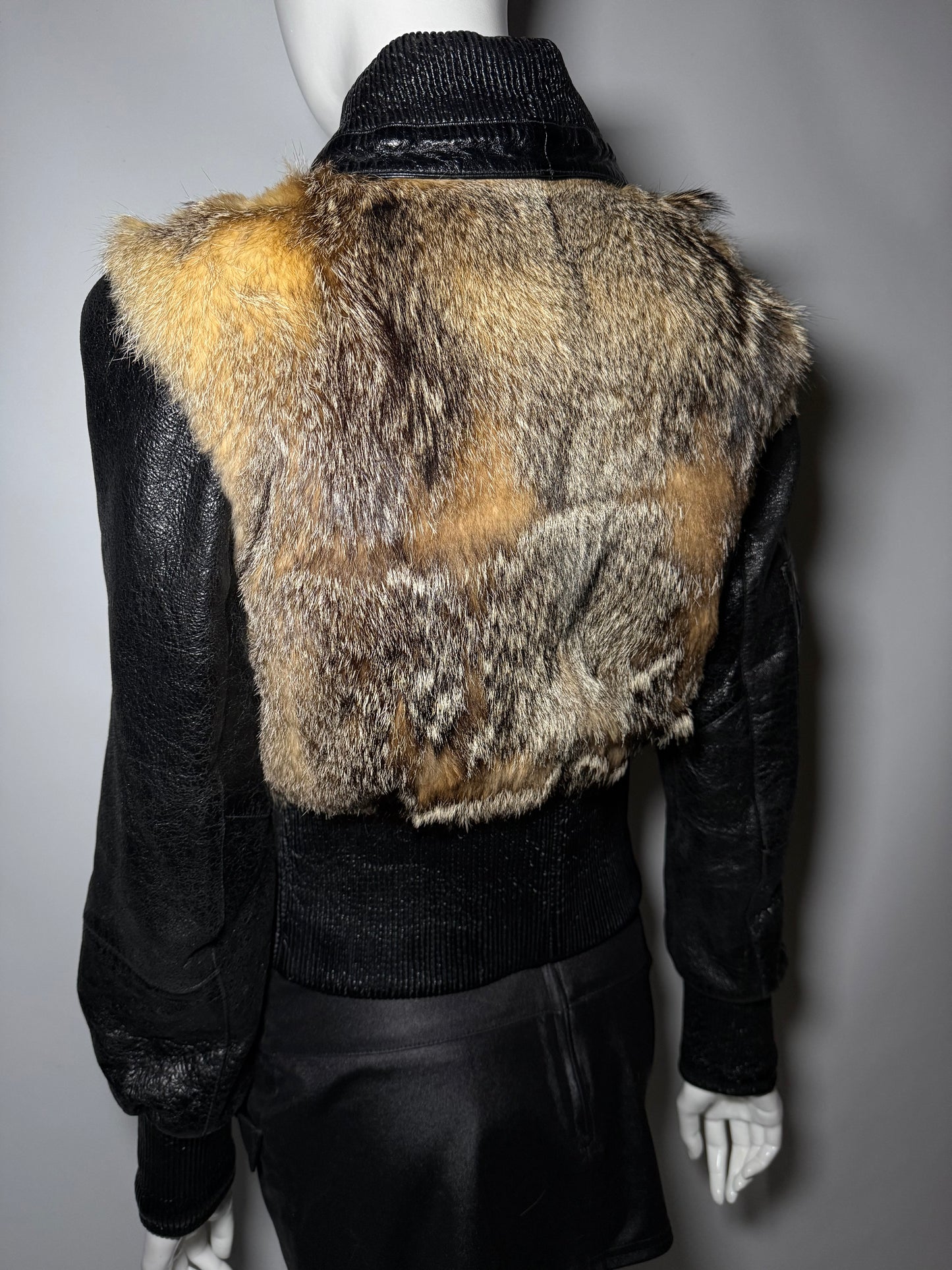Vintage leather jacket with genuine fur Twinkling Global