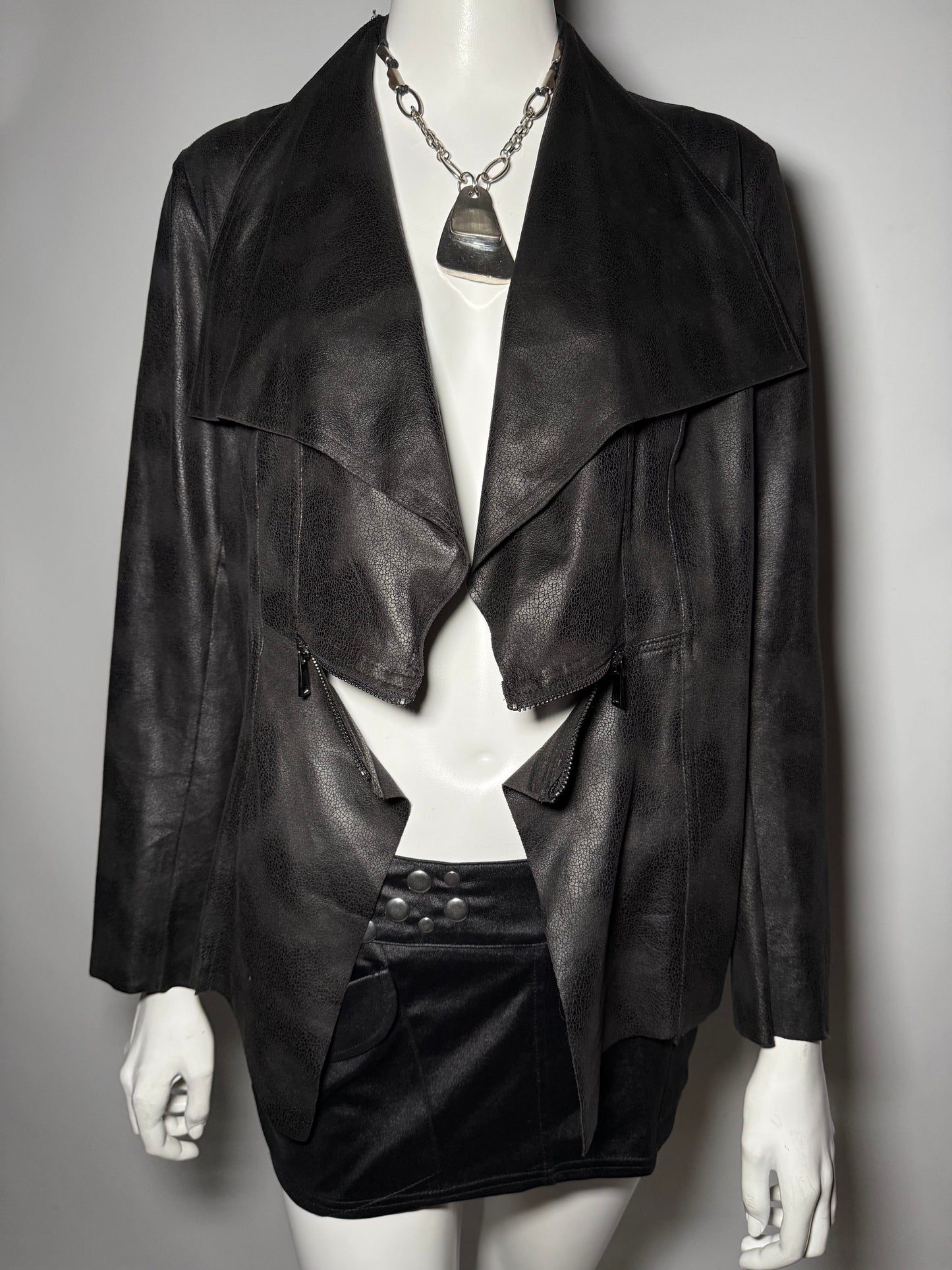 Vintage asymmetric leather jacket S-M Twinkling Global