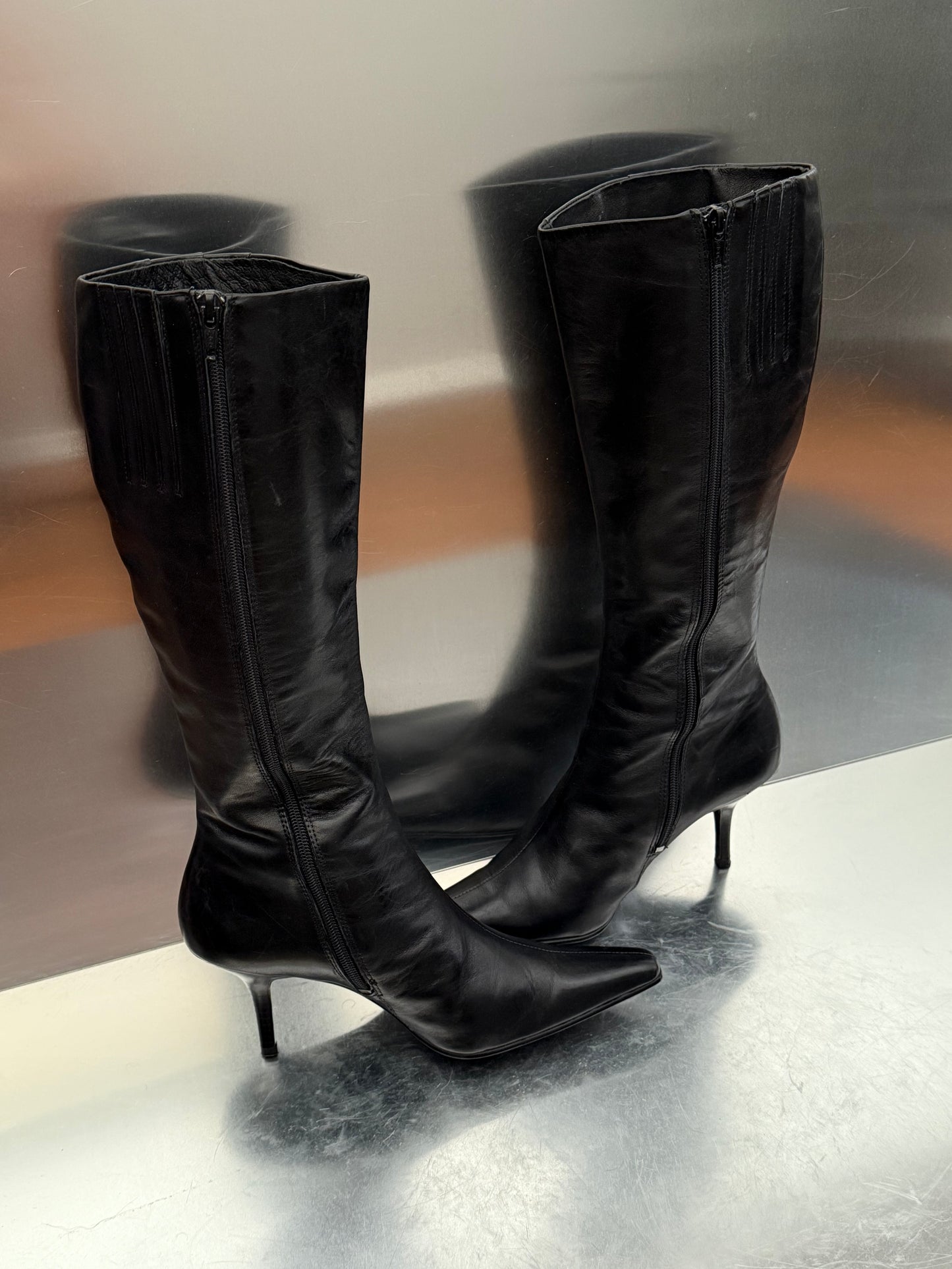 Vintage Black Leather Boots 5th Avenue Twinkling Global