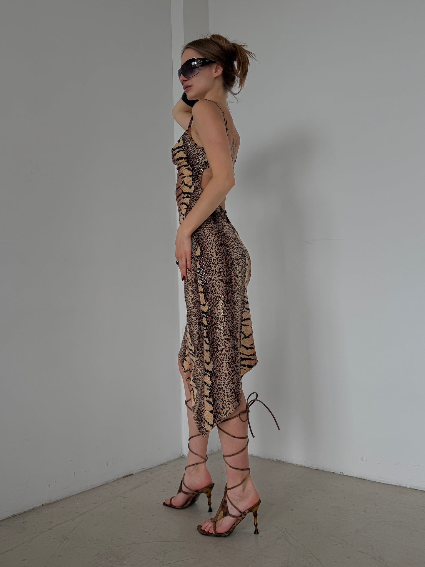 Vintage Y2K Animal Print Asymmetrical Dress – Twinkling Global