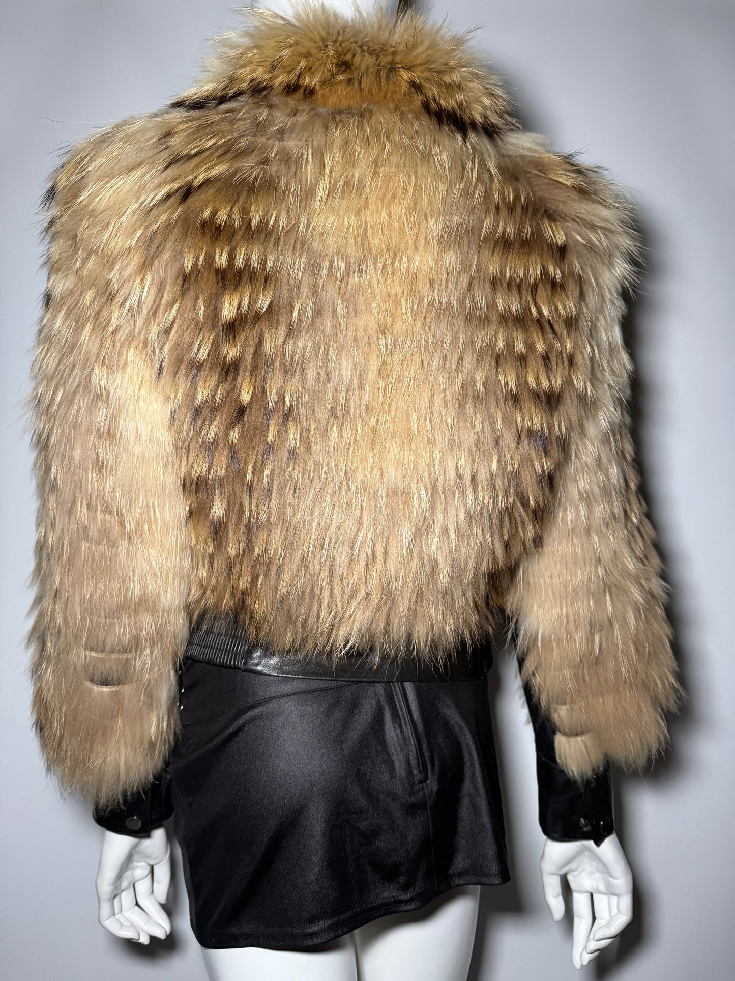 Vintage leather jacket with natural fur Twinkling Global