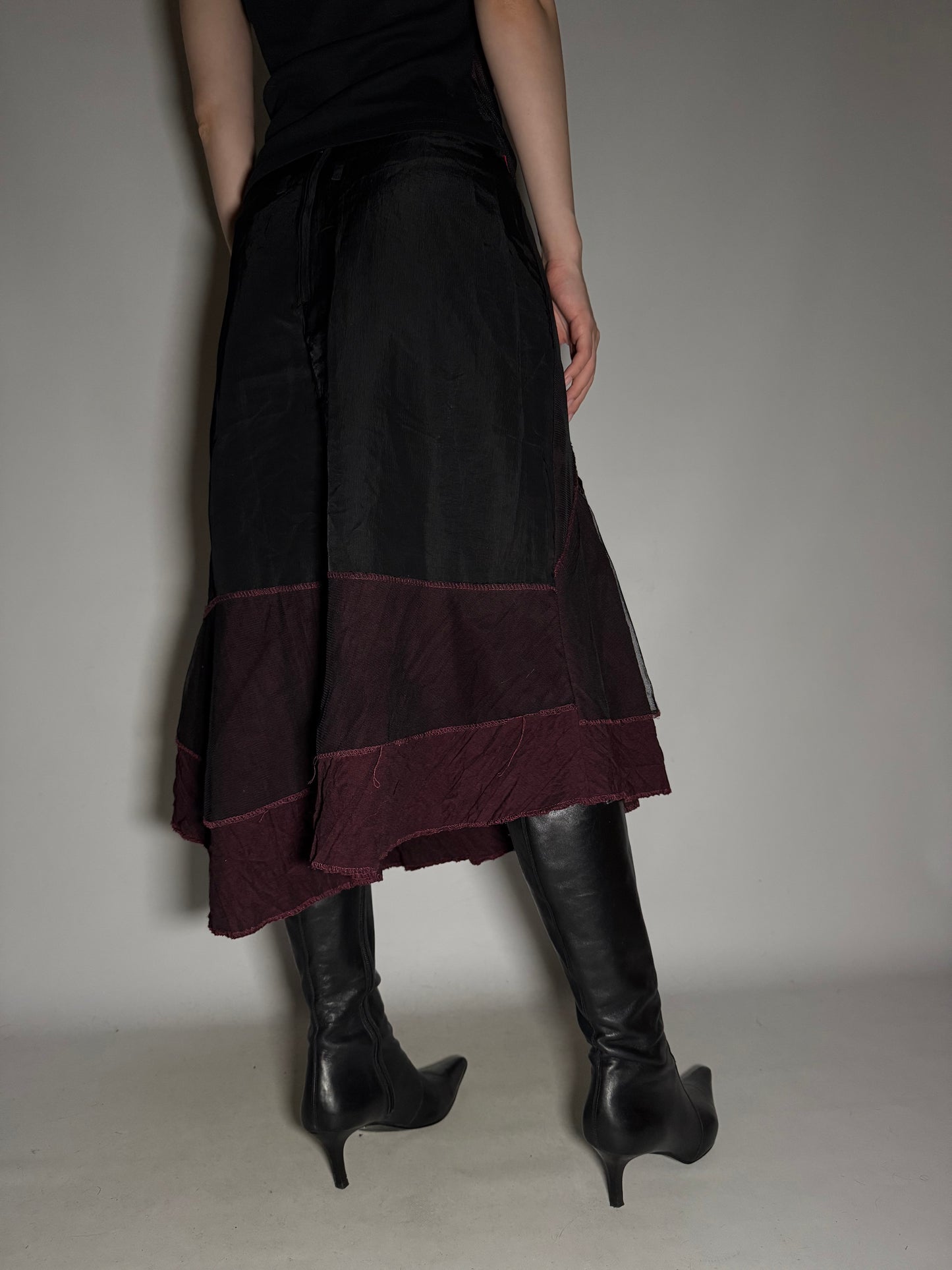 Avant-Garde Patchwork Midi Skirt Twinkling