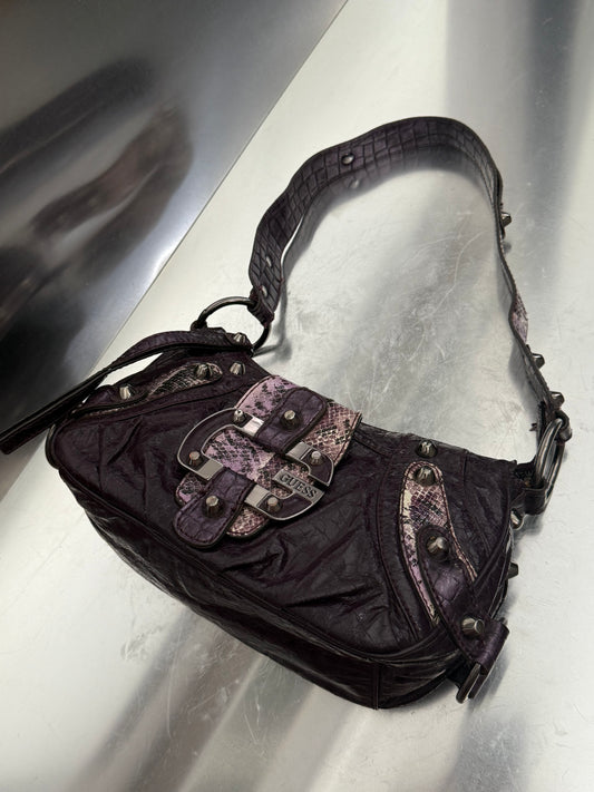 Vintage GUESS Shoulder Bag – Snakeskin & Studded Details  Twinkling