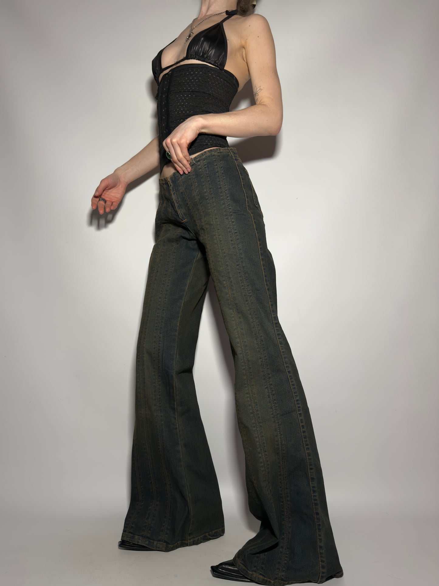 Vintage Brownish Flared Jeans  - TWINKLING GLOBAL