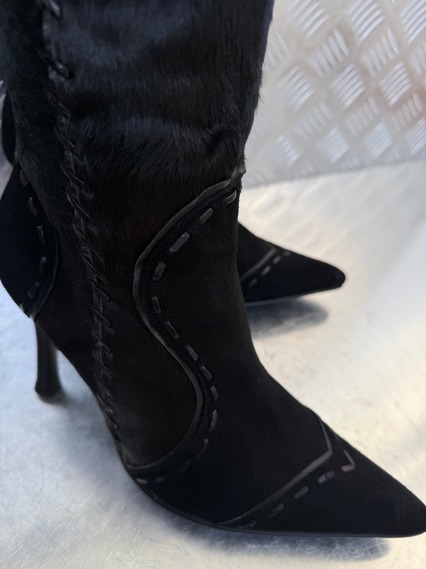 Vintage suede & pony-hair leather boots Twinkling Global