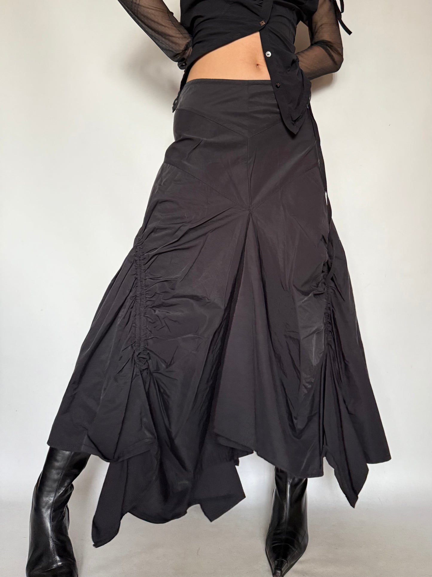 Vintage Gothic Asymmetrical Ruched Maxi Skirt – Twinkling Global