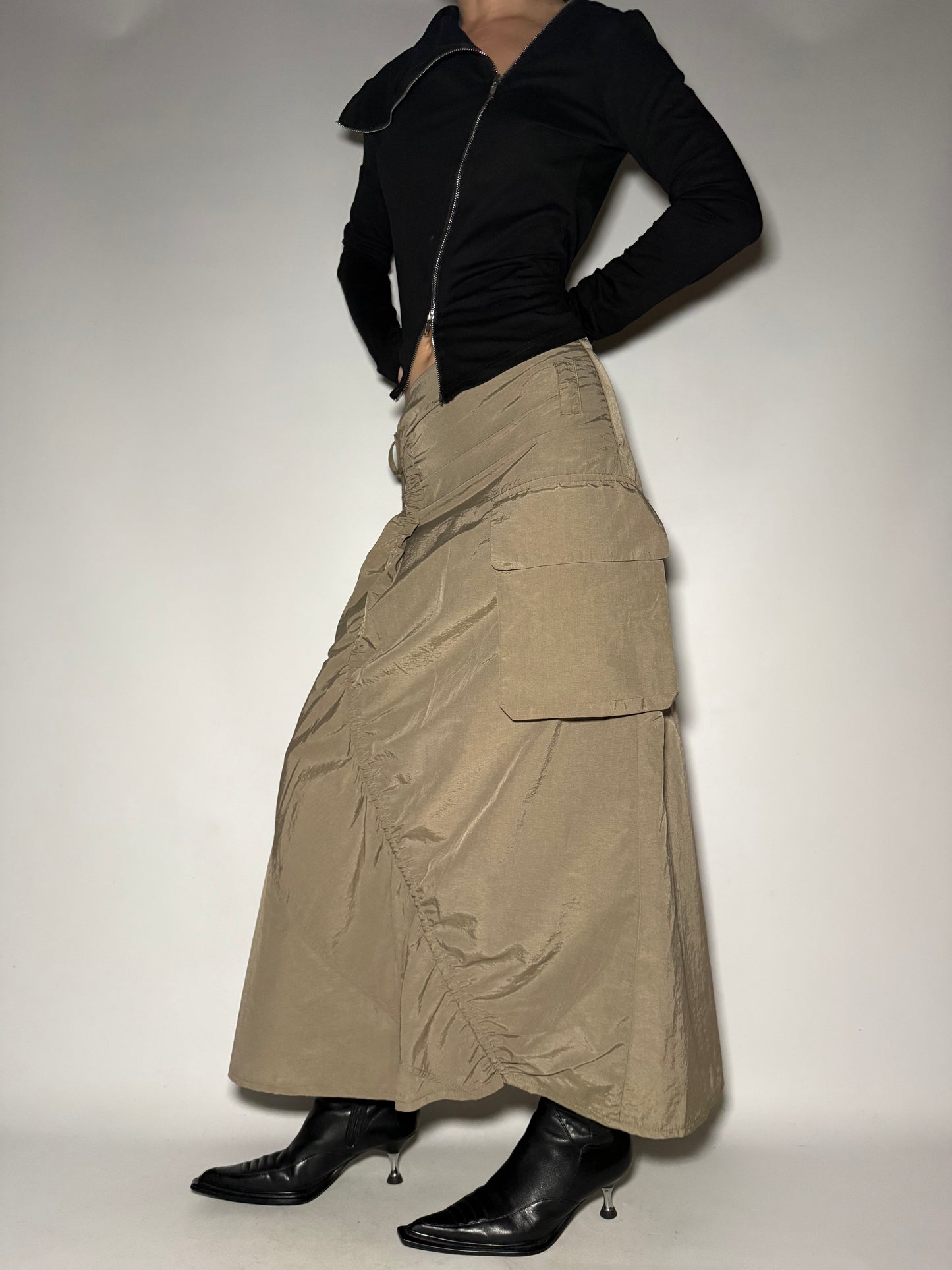 Roccobarocco Ruched Maxi Cargo Skirt Twinkling Global