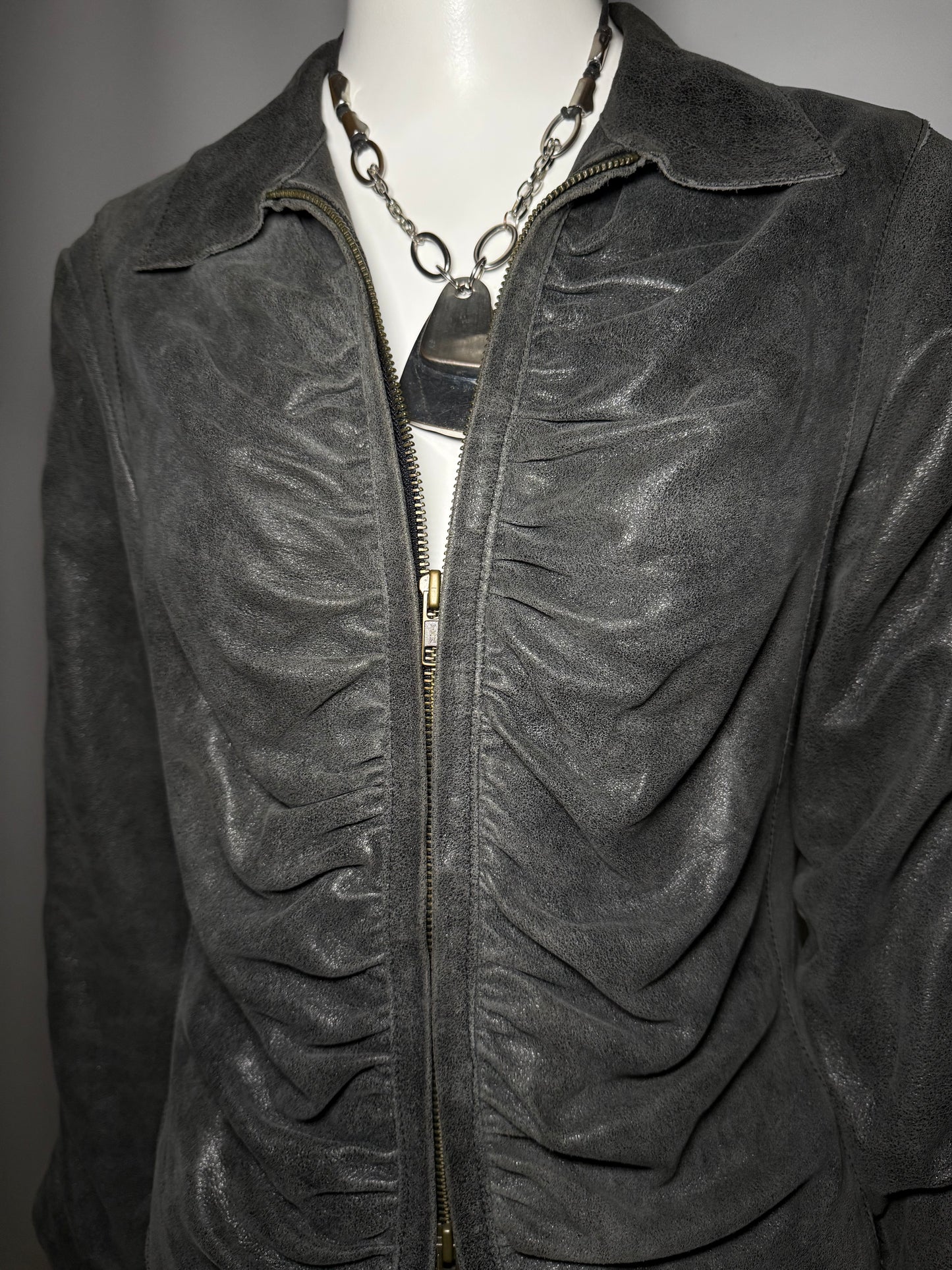 Vintage Suede Leather Draped Jacket Twinkling Global