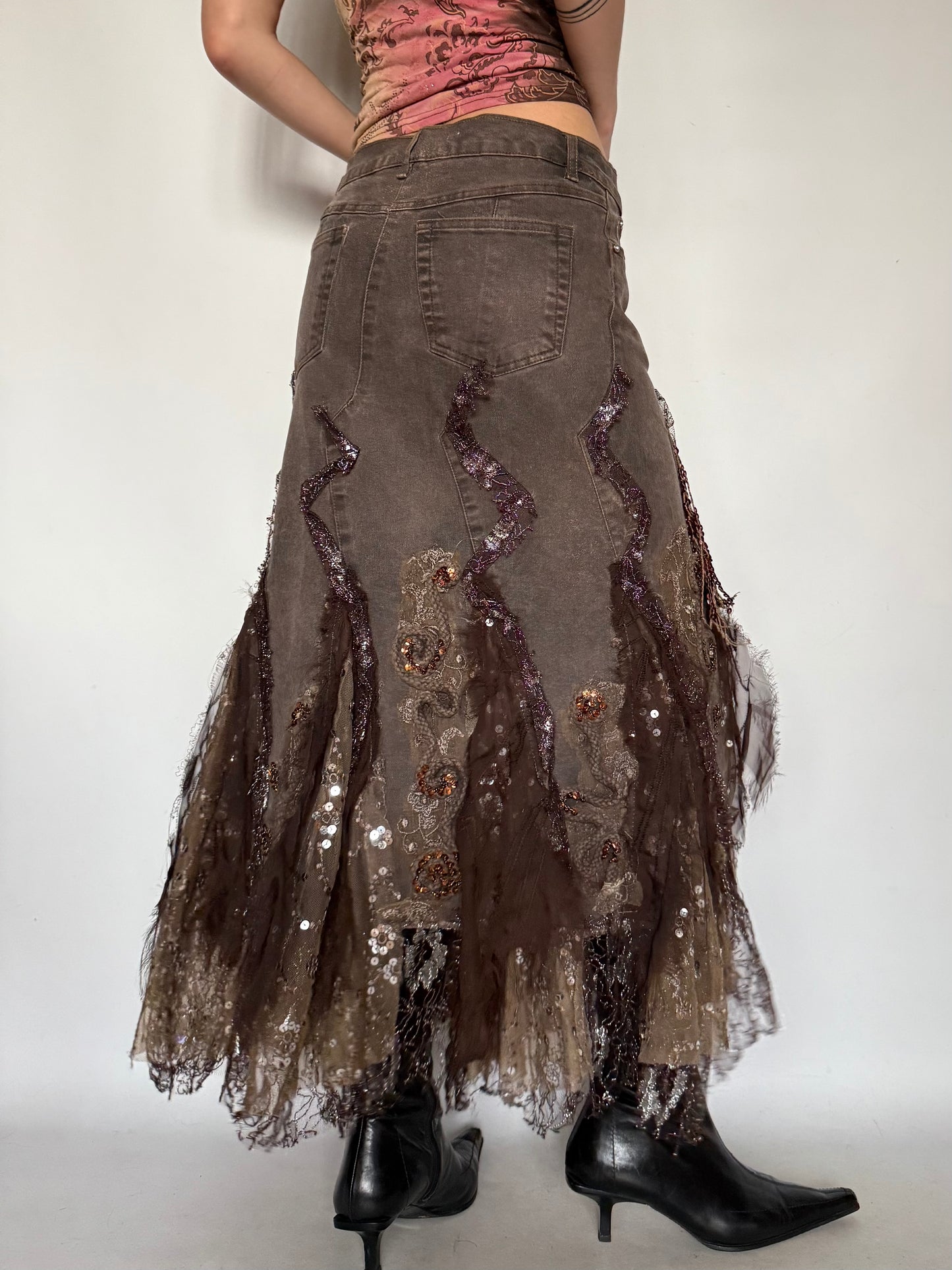 Vintage Boho Embellished Maxi Skirt – Twinkling Global