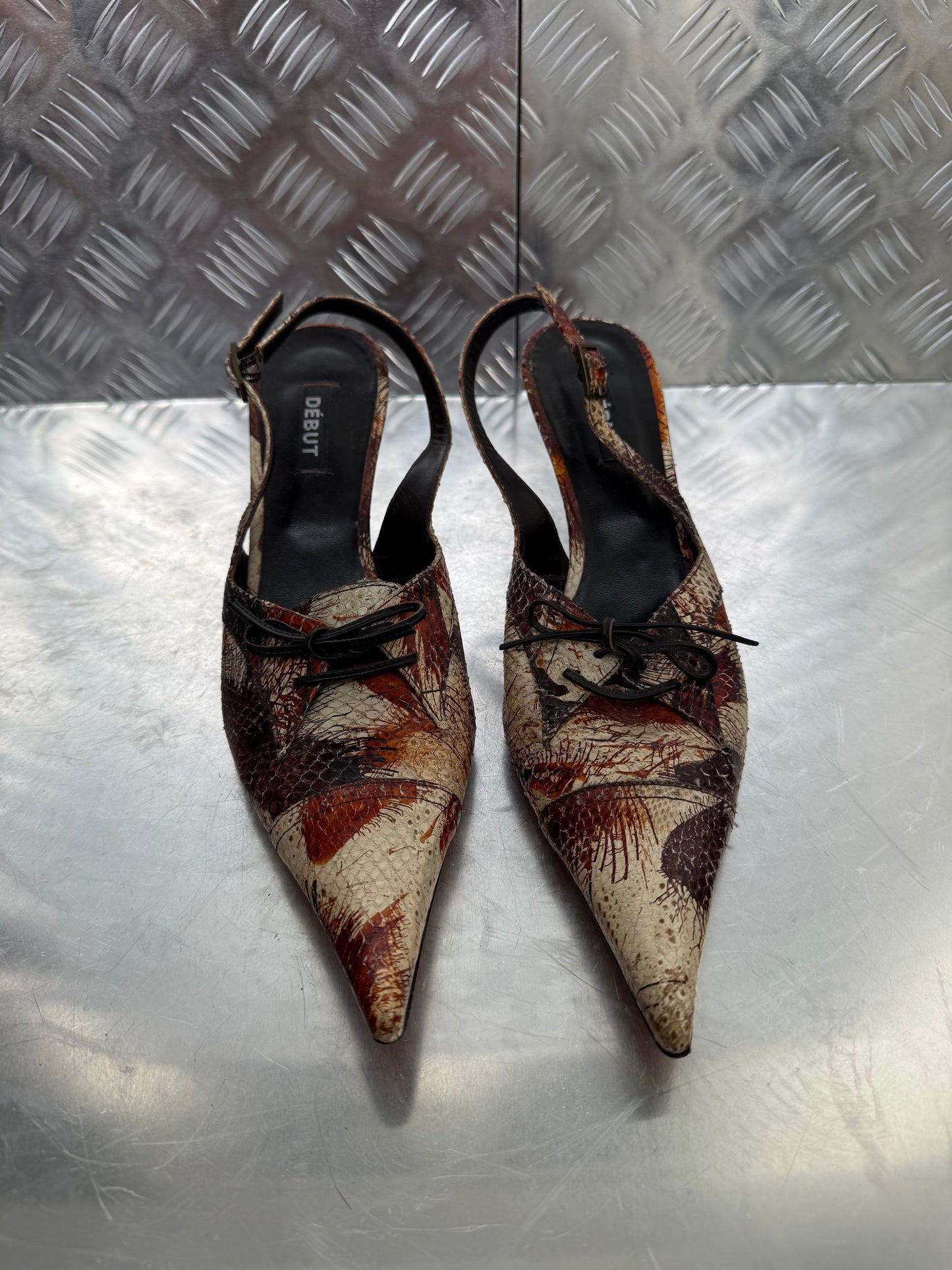 Vintage Italian printed leather slingback mules Twinkling Global