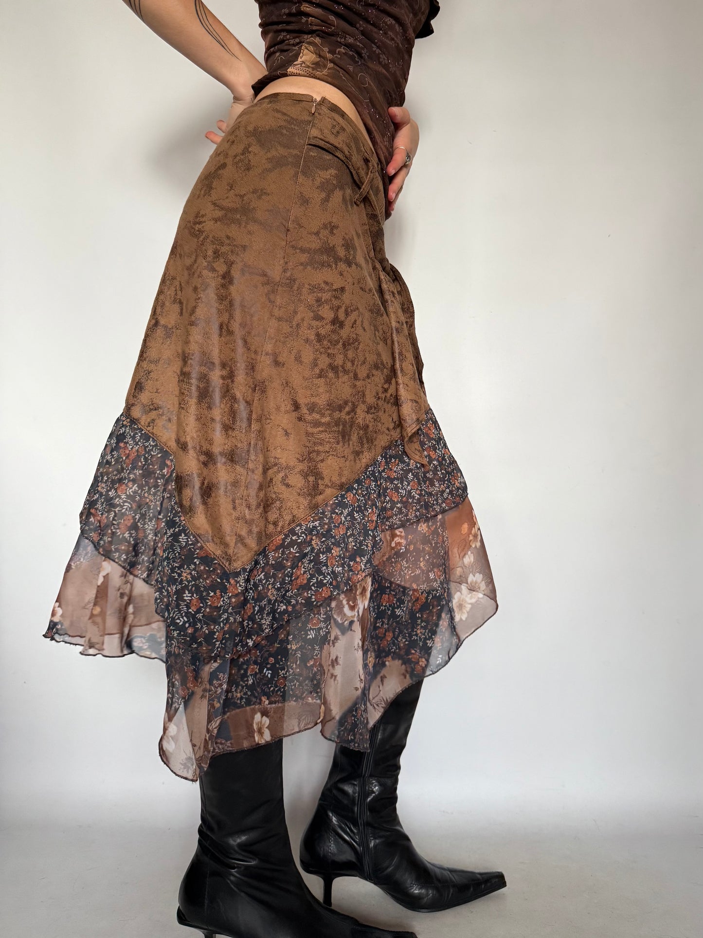 Vintage Patchwork Floral Asymmetrical Skirt – Twinkling Global