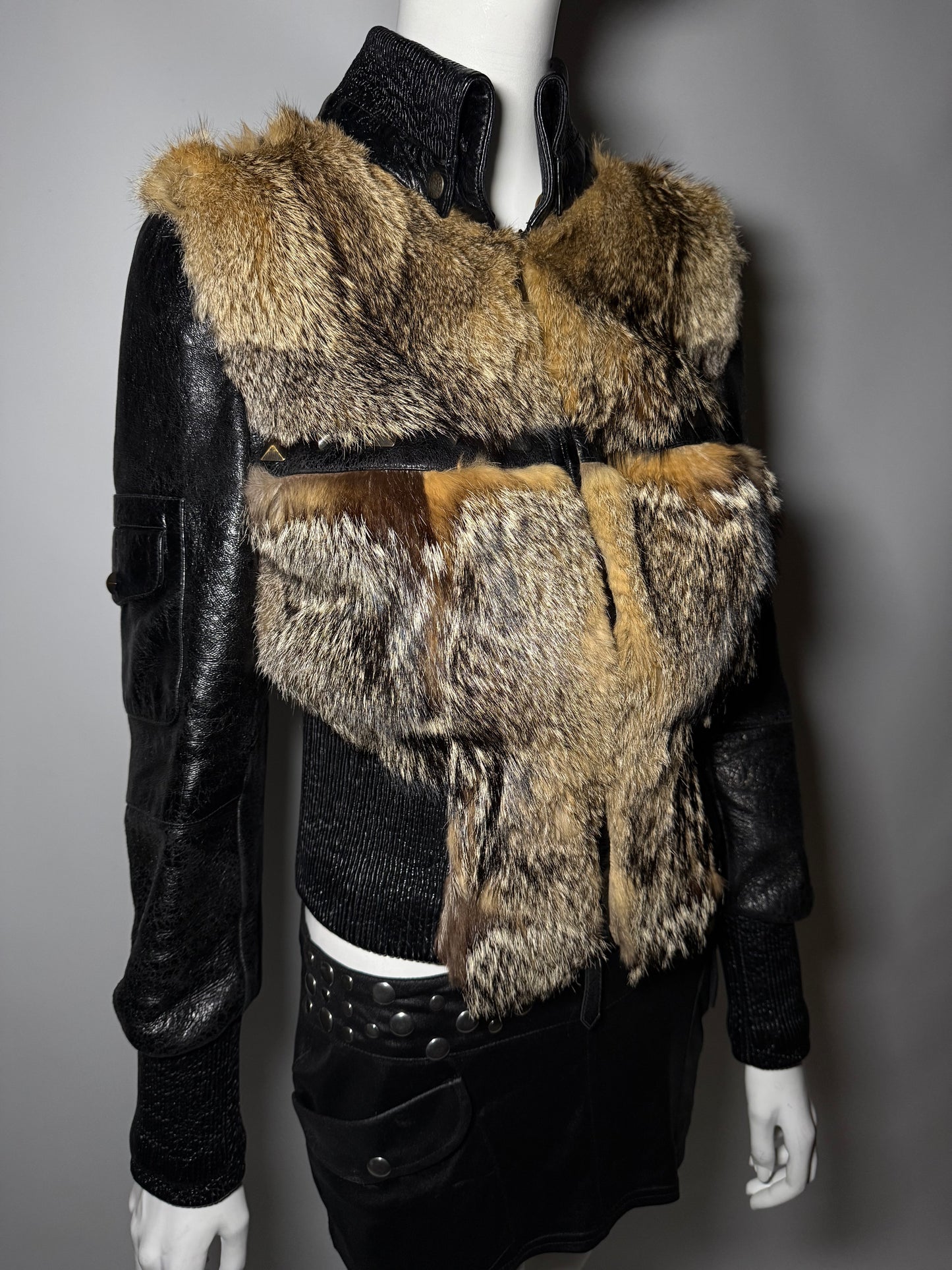 Vintage leather jacket with genuine fur Twinkling Global